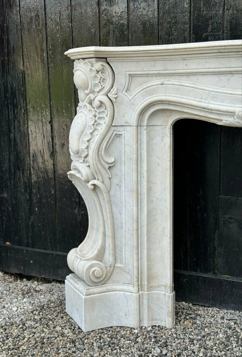 Impressive Louis XV Style Fireplace In Carrara Marble Circa 1880 photo 15700.0