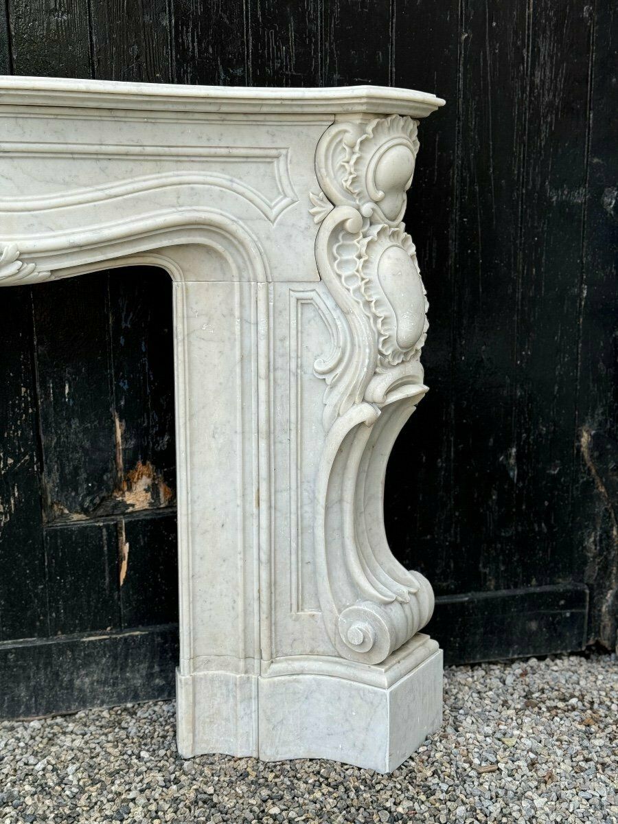 Impressive Louis XV Style Fireplace In Carrara Marble Circa 1880 photo vinterior