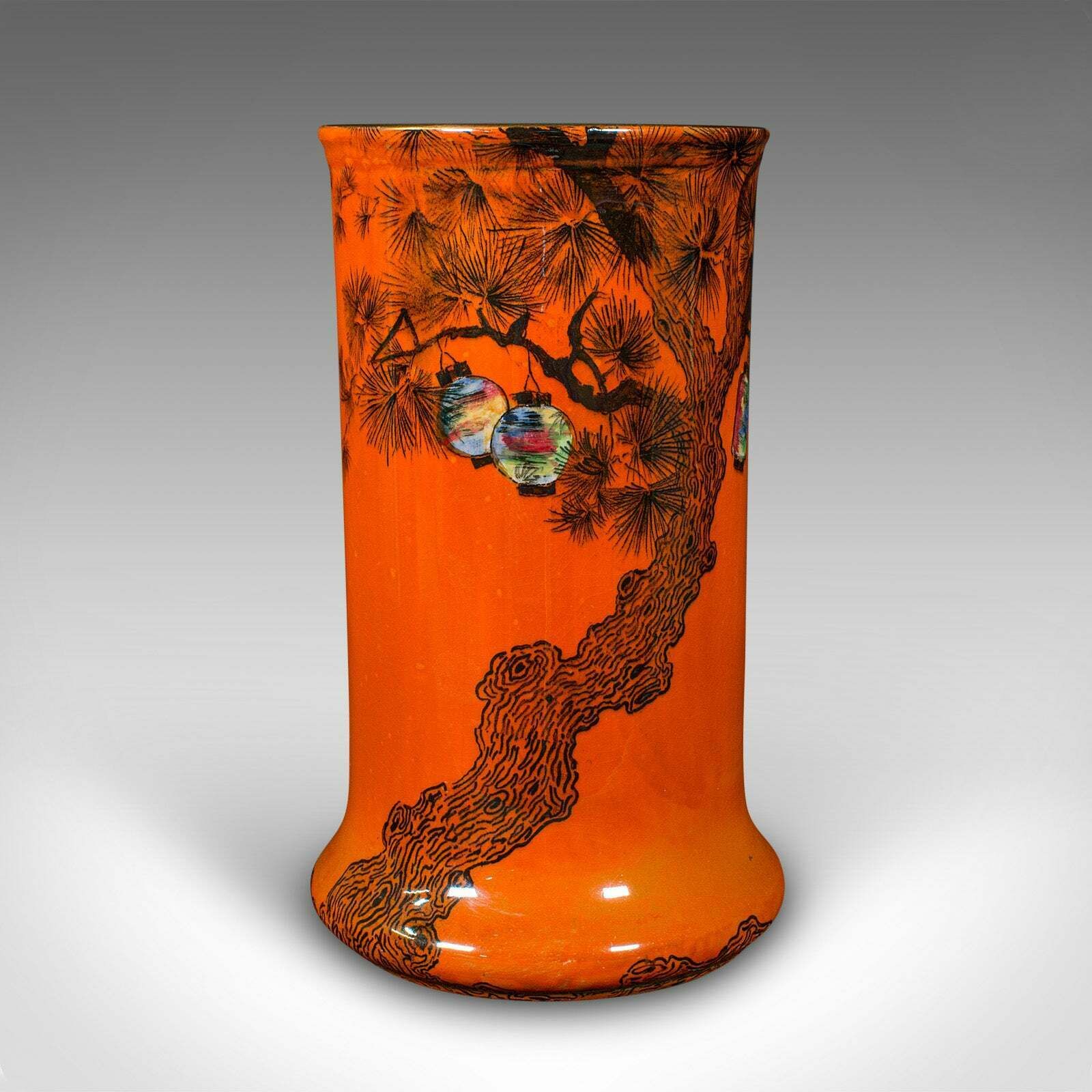 Pair Of Antique Flower Vases English Lustre Ceramic Oriental Taste C 1920 photo for sale