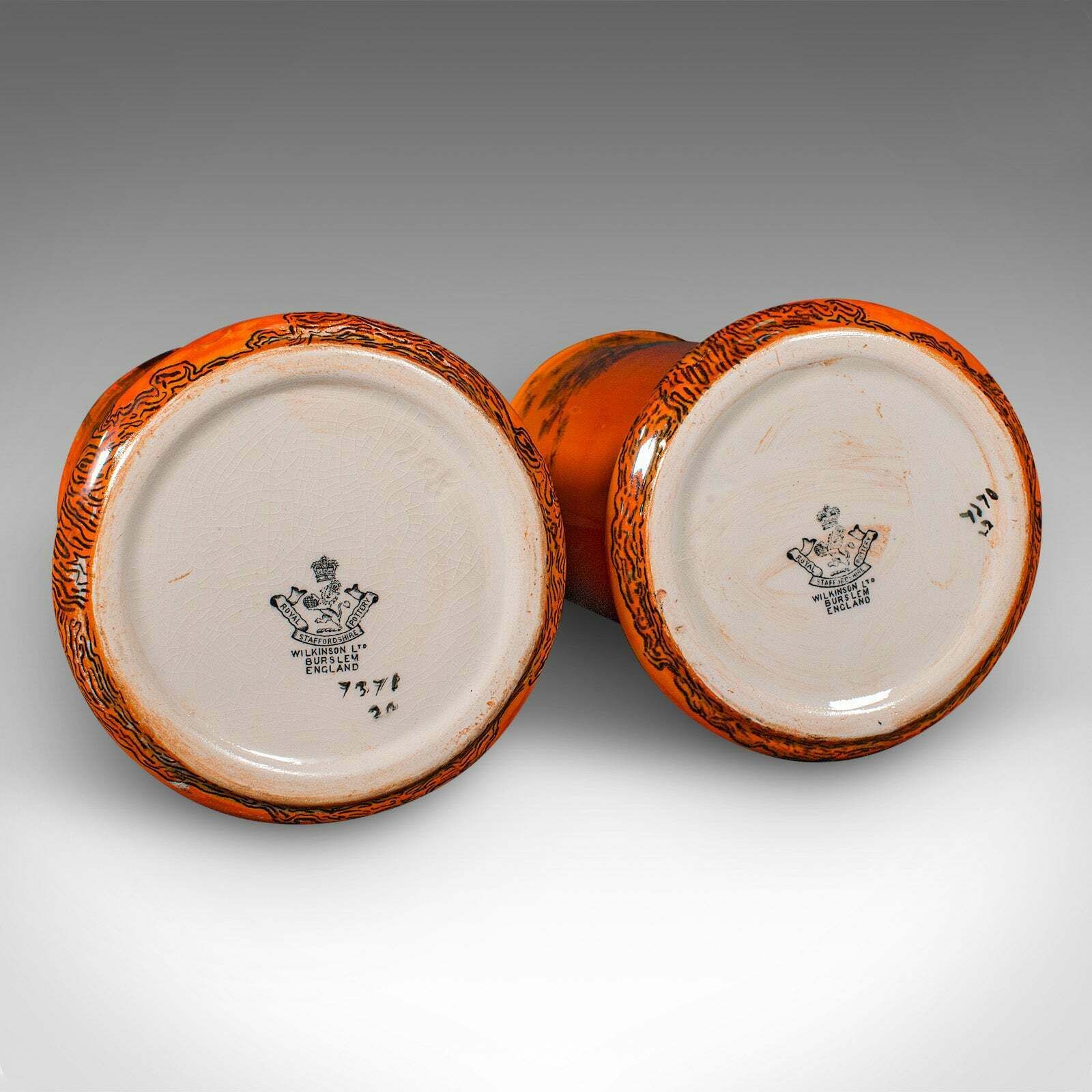 Pair Of Antique Flower Vases English Lustre Ceramic Oriental Taste C 1920 photo vintage