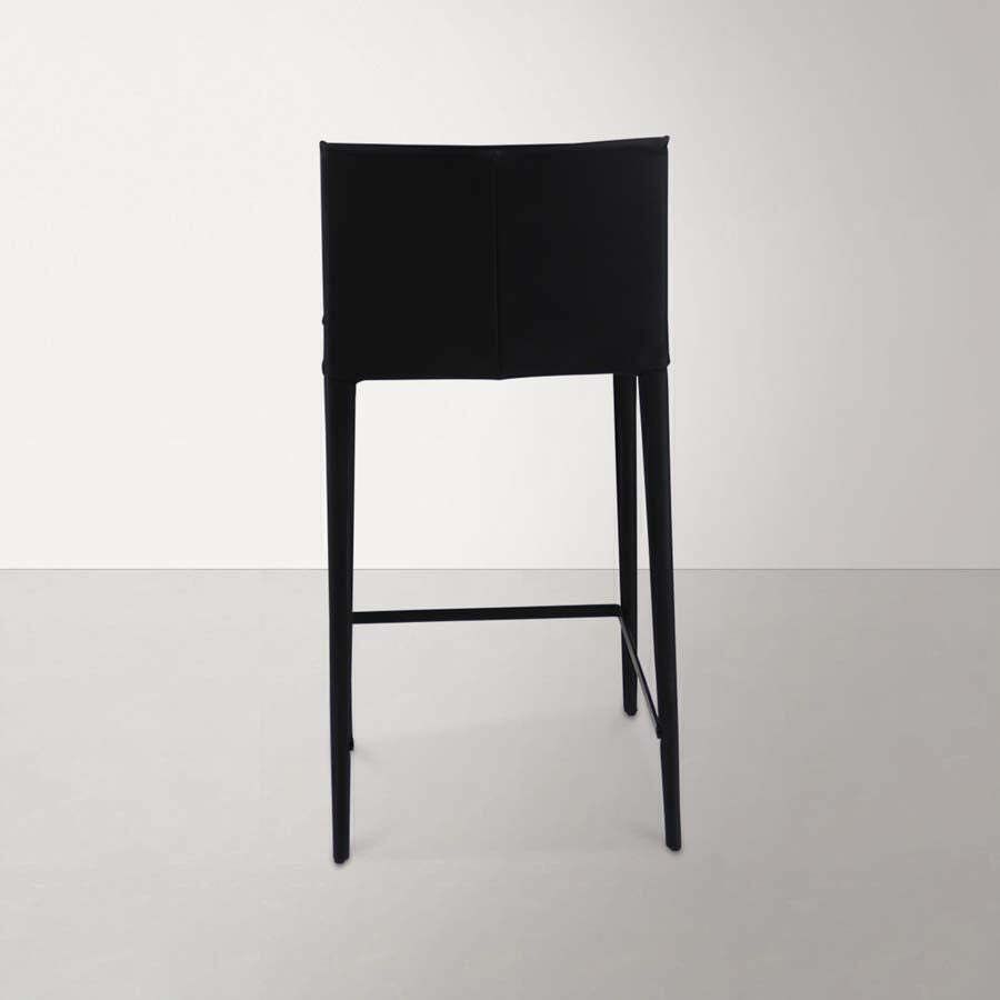 Arper: Norma Black Leather Bar Stool   Refurbished photo for sale