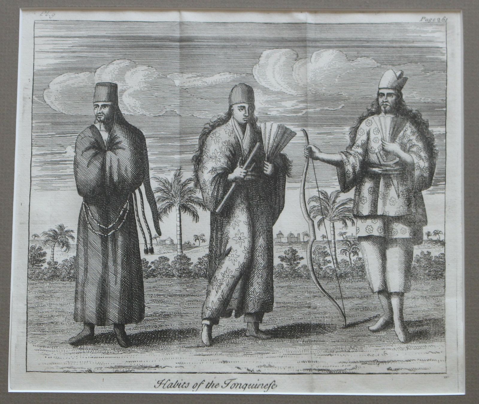 Original 18th Century Copperplate Engraving ‘Habits Of The Tonquinese.’ photo furniture