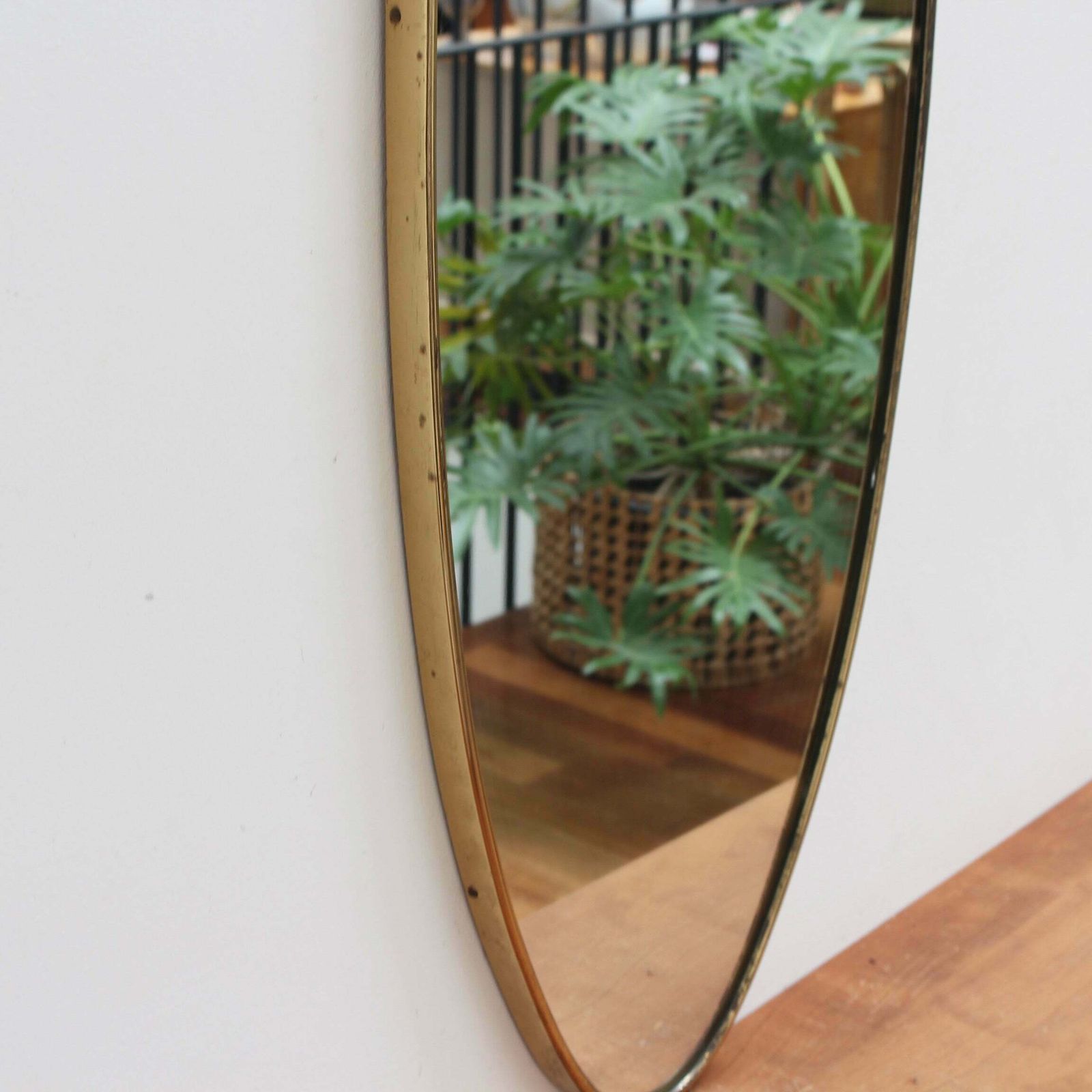 Vintage Italian Wall Mirror With Brass Frame (Circa 1960s)   Large photo buy