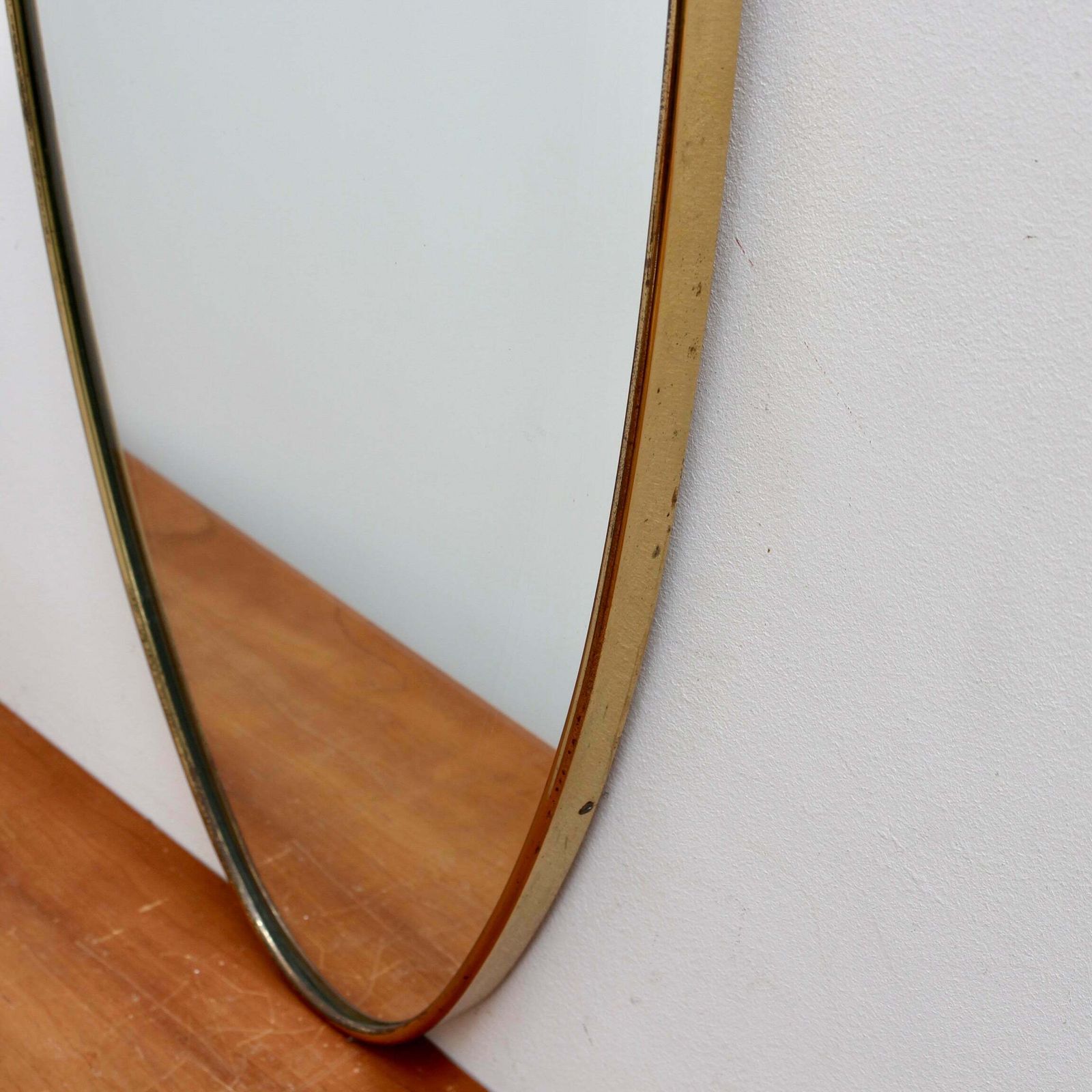 2041.0 Vintage Italian Wall Mirror With Brass Frame (Circa 1960s)   Large photo
