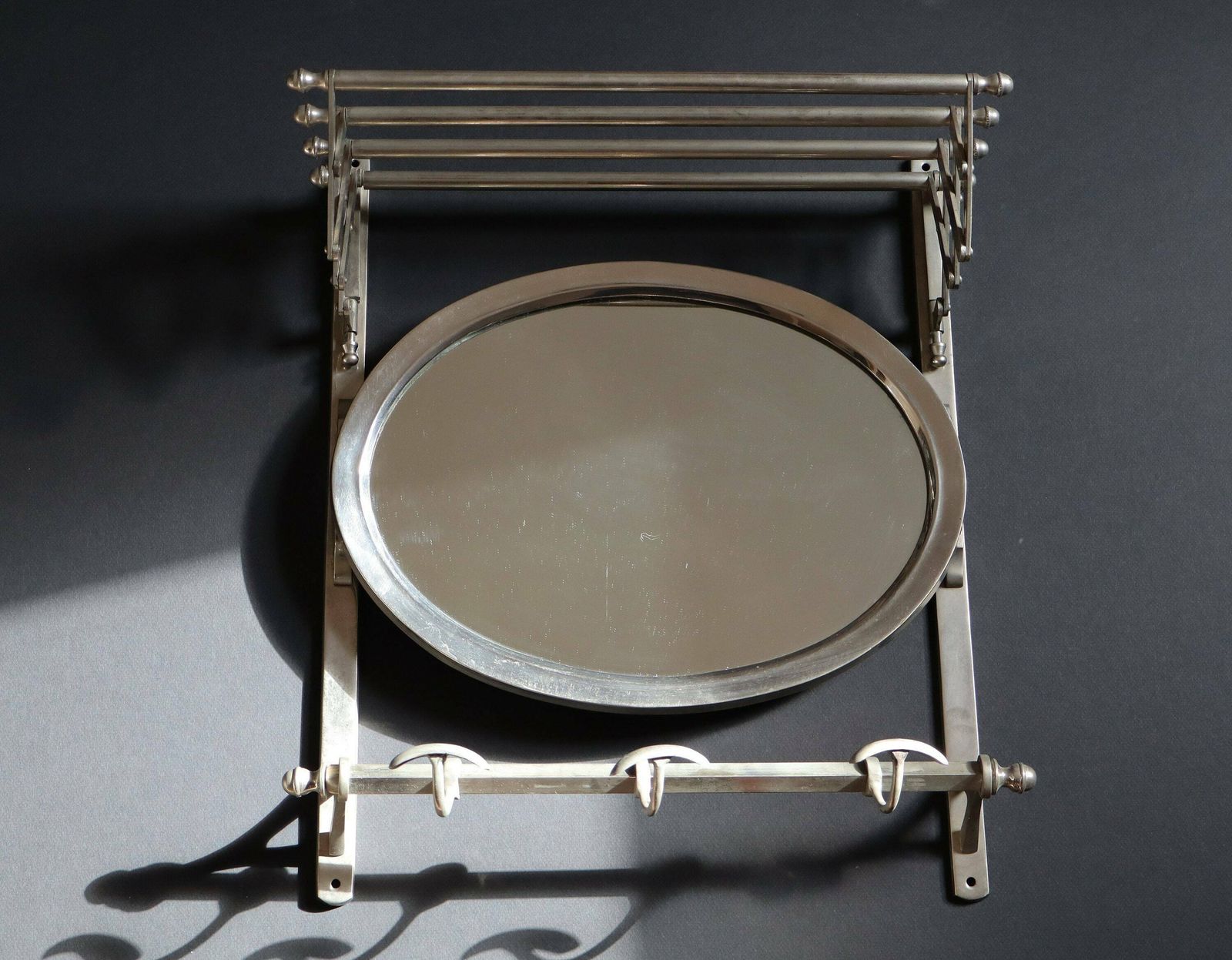 Antique Metal Train Coat Rack With Mirror French Luggage Rack photo furniture