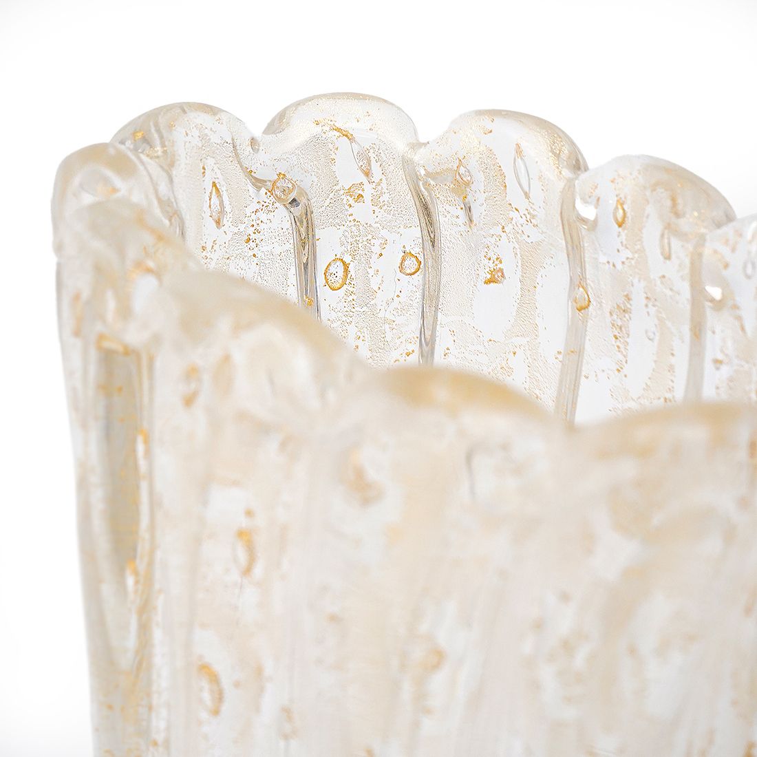 photo for sale Ribbed Vase With Gold Inclusions By Archimede Seguso, 1950s