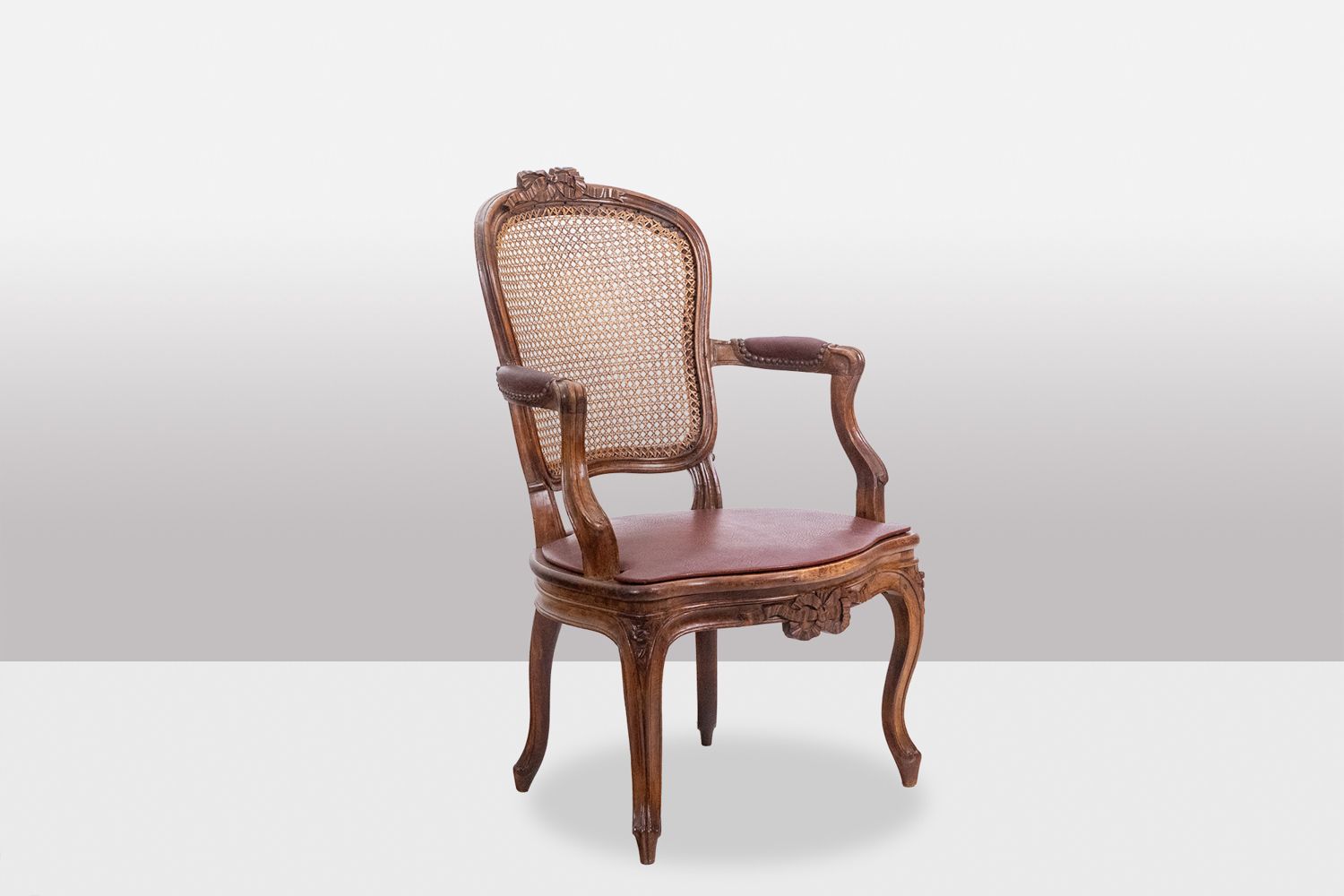 Pair Of “Cabriolet” Armchairs In Walnut And Canework. Louis XV Period. Ls5209325 photo for sale