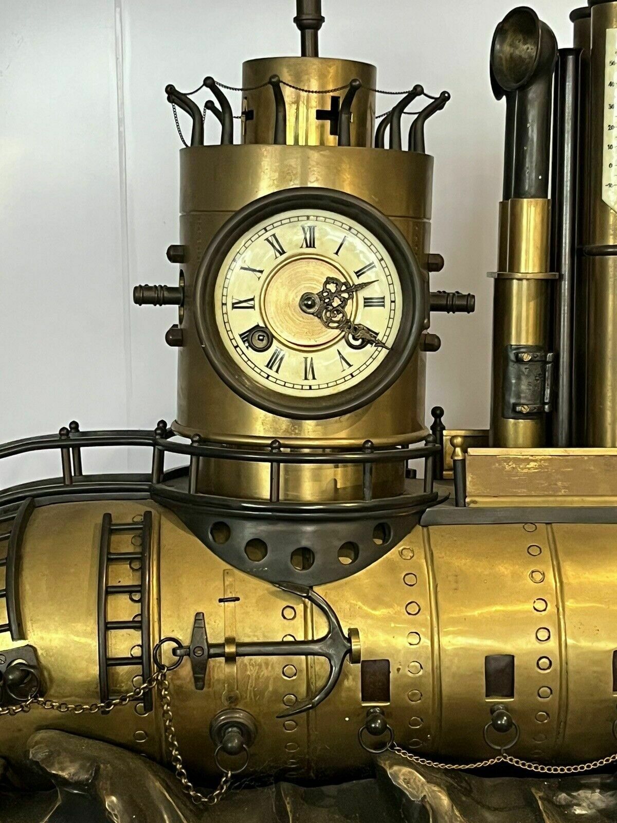 Submarine Novelty Brass And Metal Industrial Exhibition Clock Huge In Size photo 4135.0