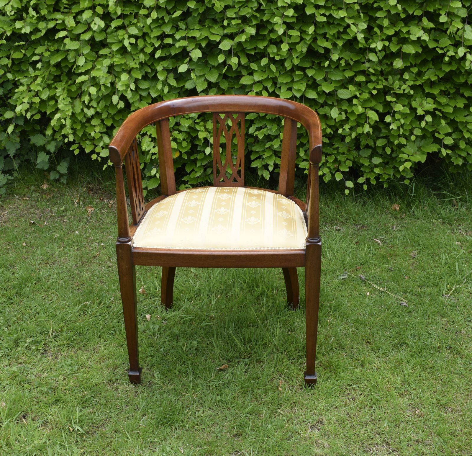 Victorian Inlaid Tub Chair, 1800s photo for sale