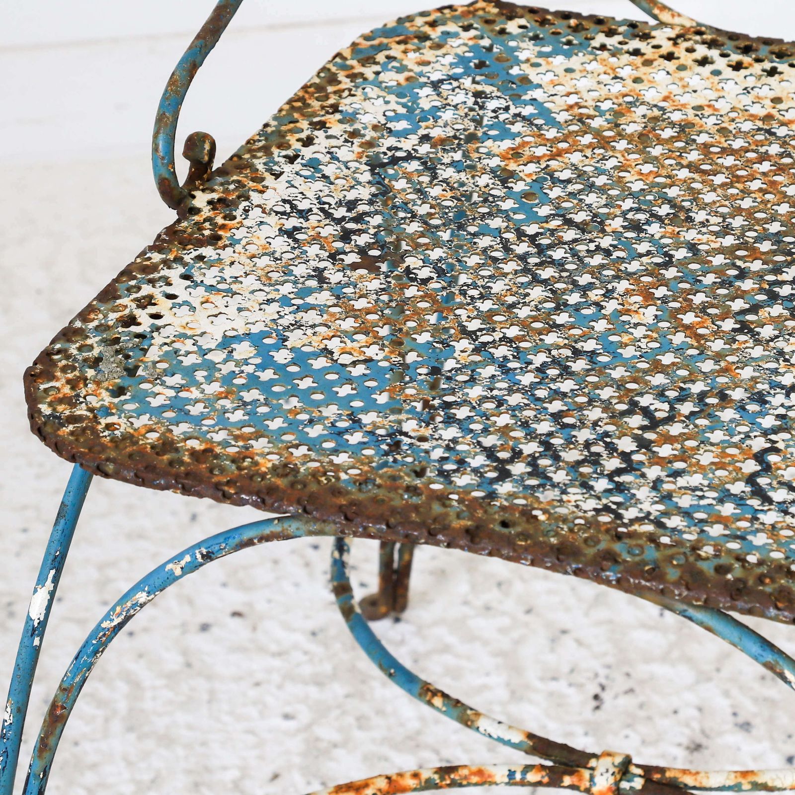 Pair Of Early 20th C Pretty Wrought Iron Painted Garden Chairs photo vintage