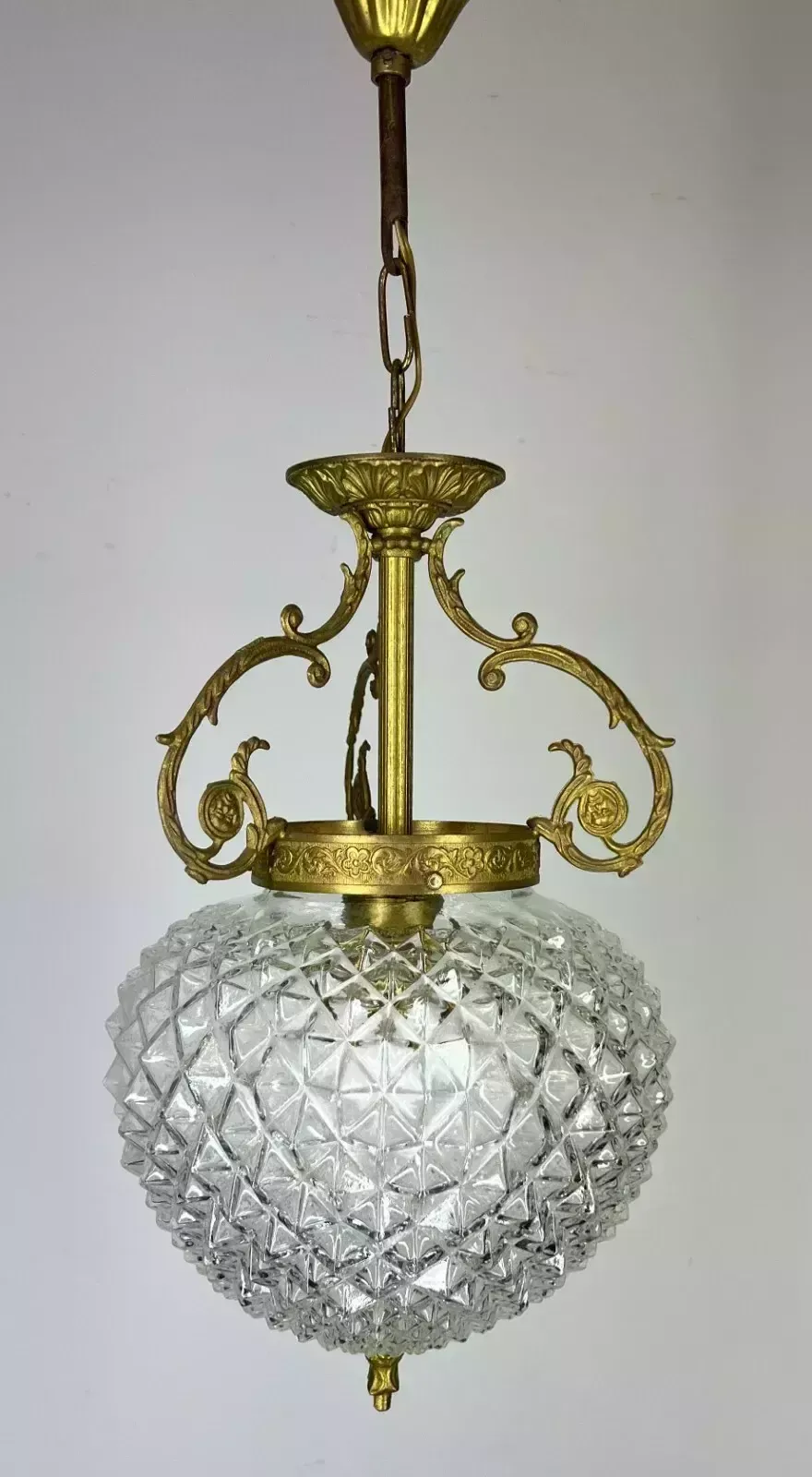Stunning Ceiling Lamp Made Of Brass And Pressed Crystal Pendant Chandelier