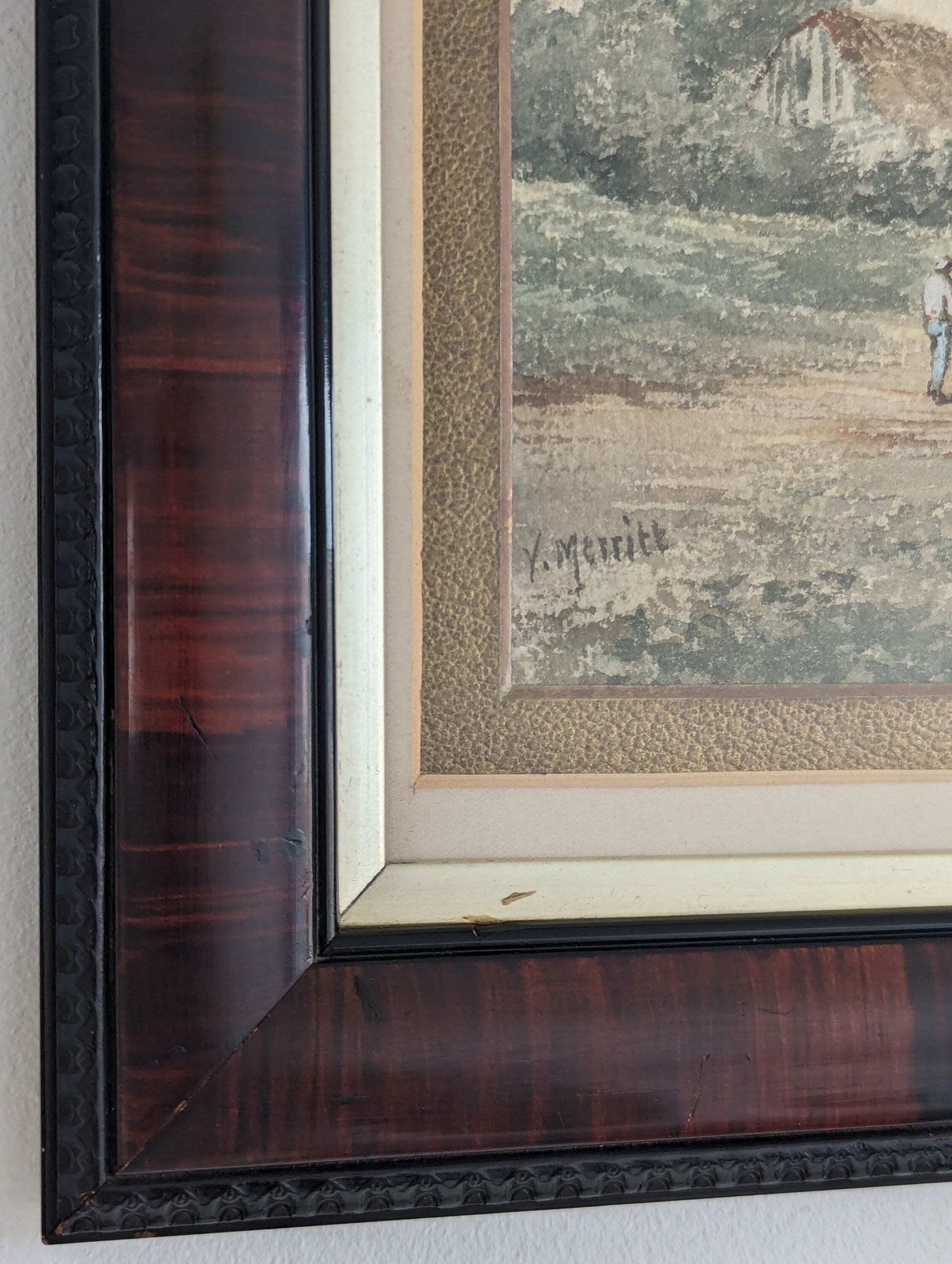 Potters Bar Watercolour Painting, Signed V. Merritt (B. 1850), Antique Art photo furniture