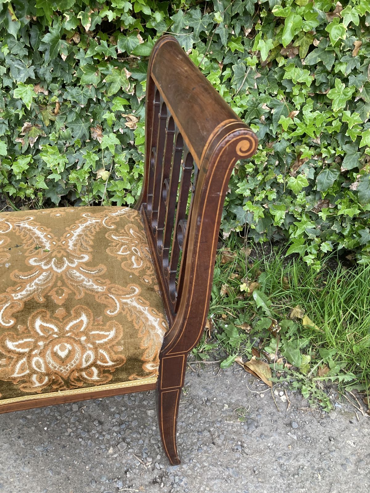Edwardian Mahogany With Satin Wood Inlay Window Seat photo for sale
