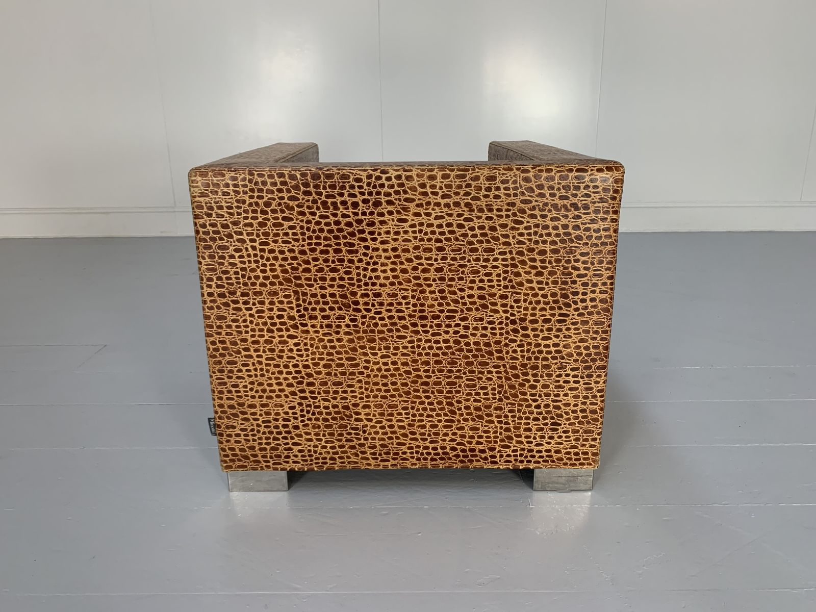 Minotti “Suitcase Line” Armchair & Ottoman – In Crocodile Leather photo buy