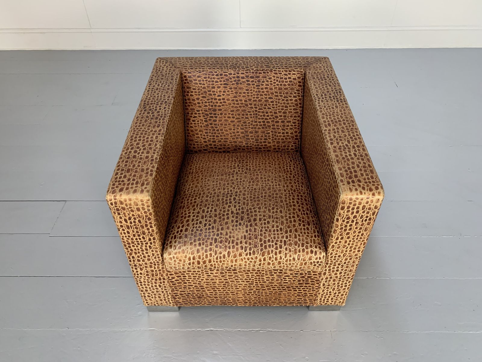 Furniture Minotti “Suitcase Line” Armchair & Ottoman – In Crocodile Leather photo