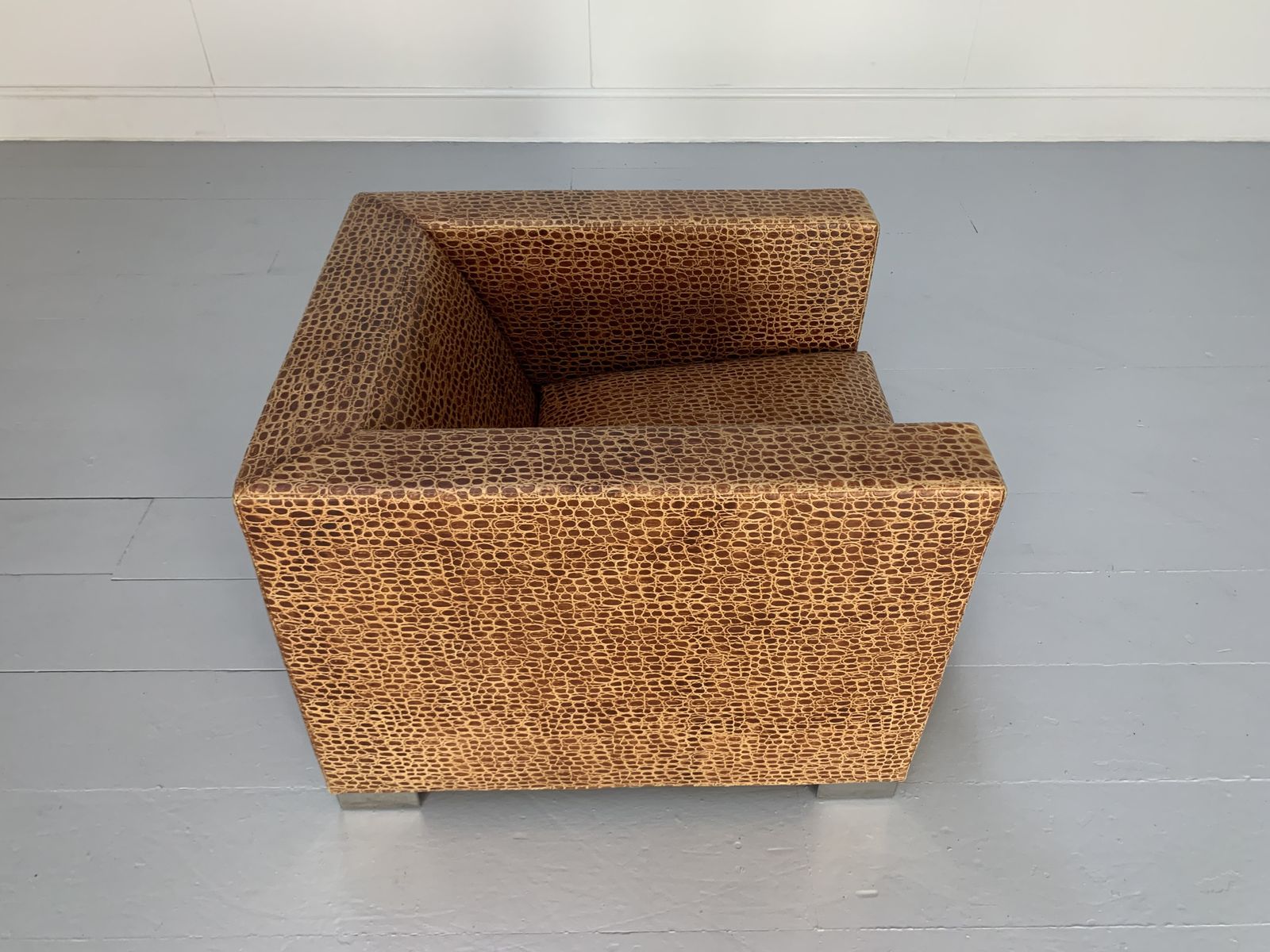 2900.0 Minotti “Suitcase Line” Armchair & Ottoman – In Crocodile Leather photo
