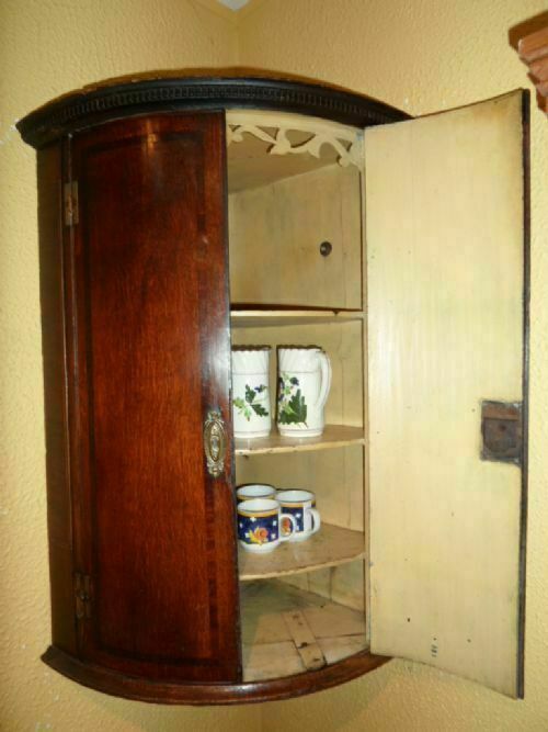 Good Georgian Mahogany Crossbanded Oak Corner Cupboard photo furniture