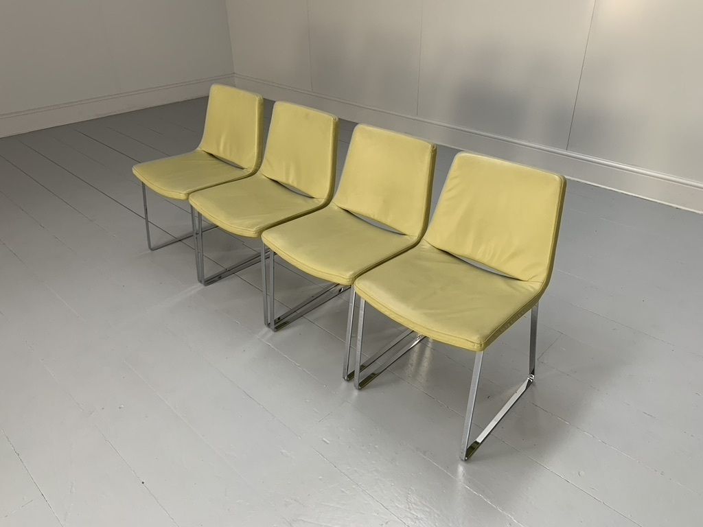4 B&B Italia “Metropolitan Me48” Dining Chairs – In Yellow “Gamma” Leather photo for sale