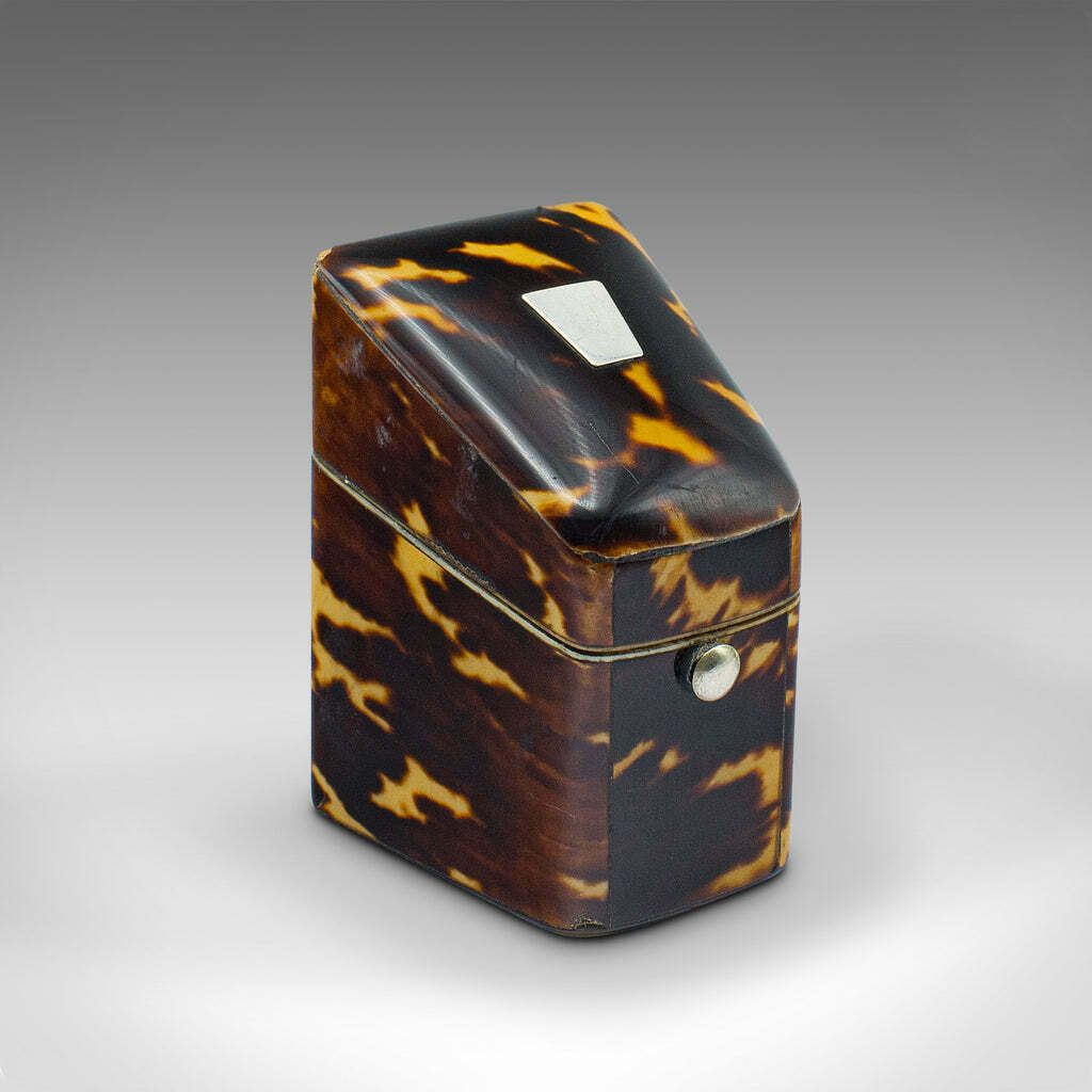 Small Antique Lady's Stamp Box, English, Faux Tortoiseshell Case, Edwardian photo furniture