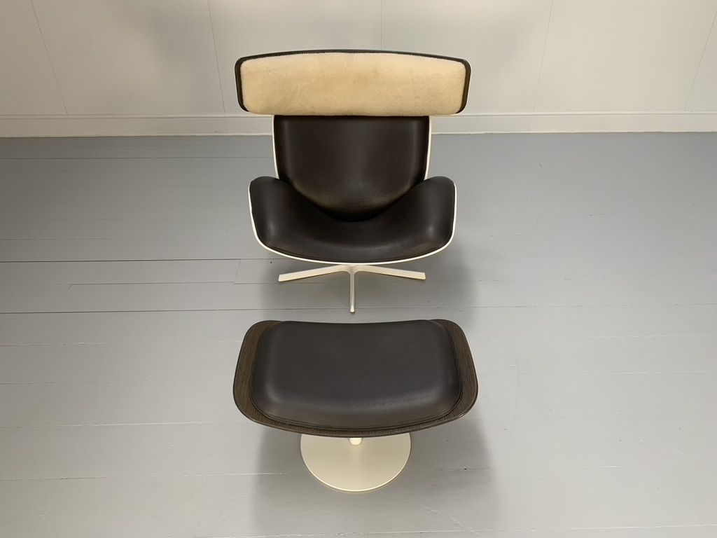 B&B Italia “Almora” Lounge Armchair & Footrest – In Merino & Grey Leather photo Furniture