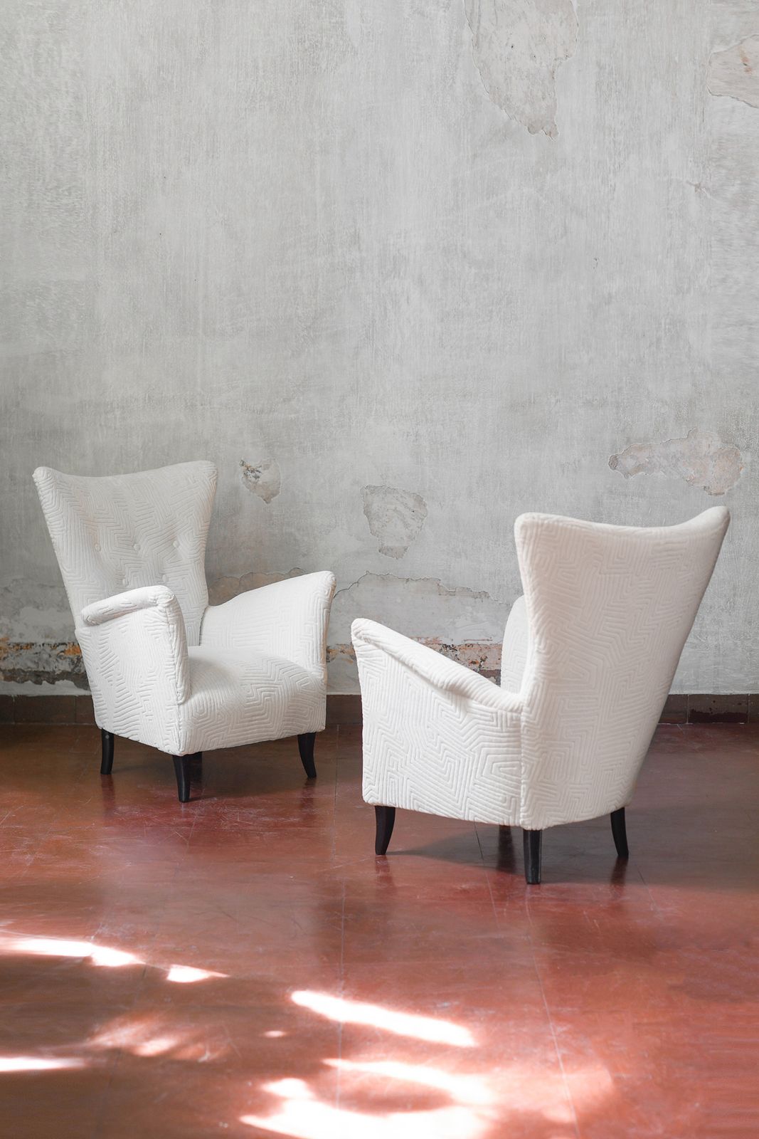 Pair Of Mid Century Armchairs In Dedar Fabric photo vinterior