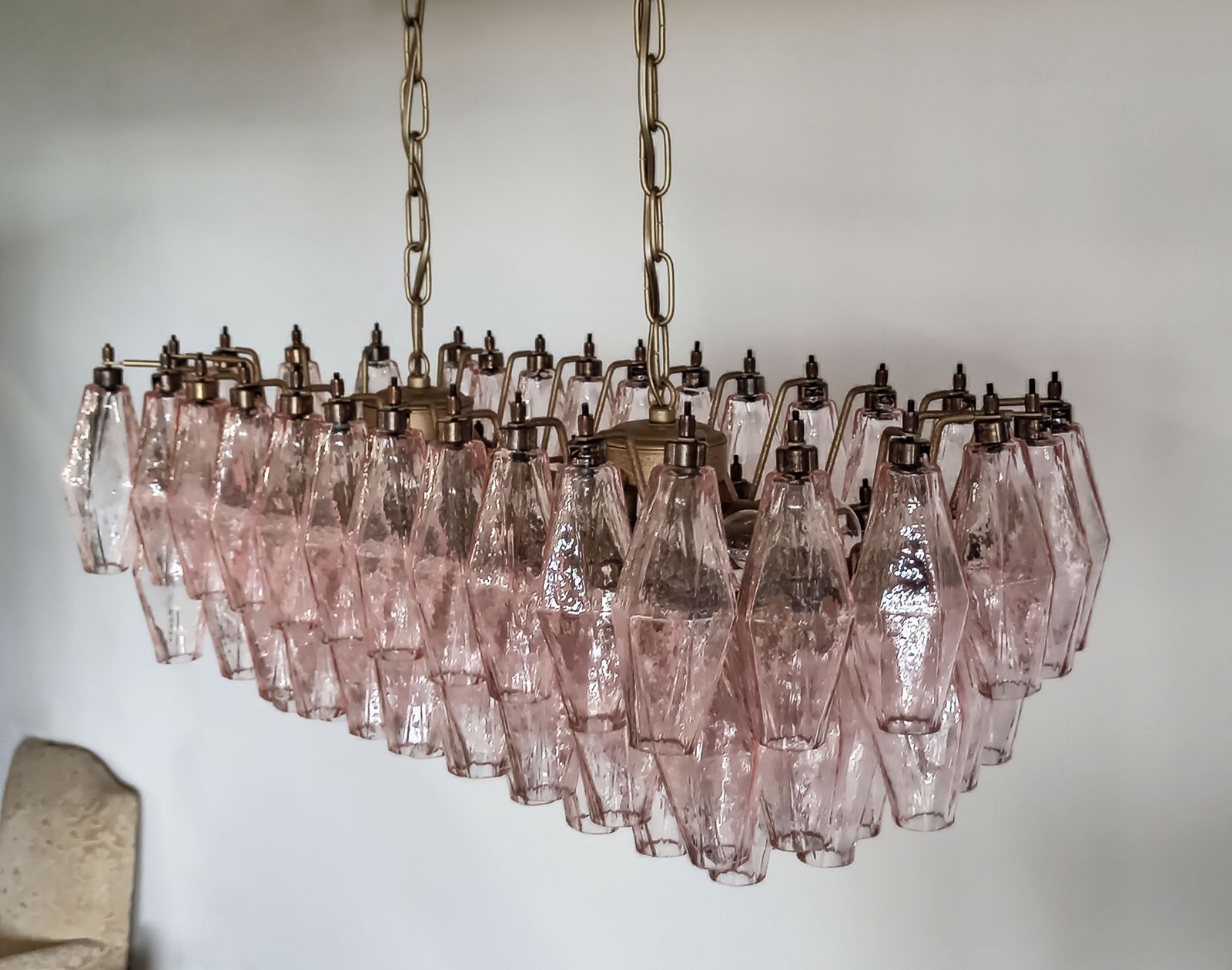 Elegant Murano Poliedri Chandelier   Carlo Scarpa   84 Pink Glasses photo Lighting