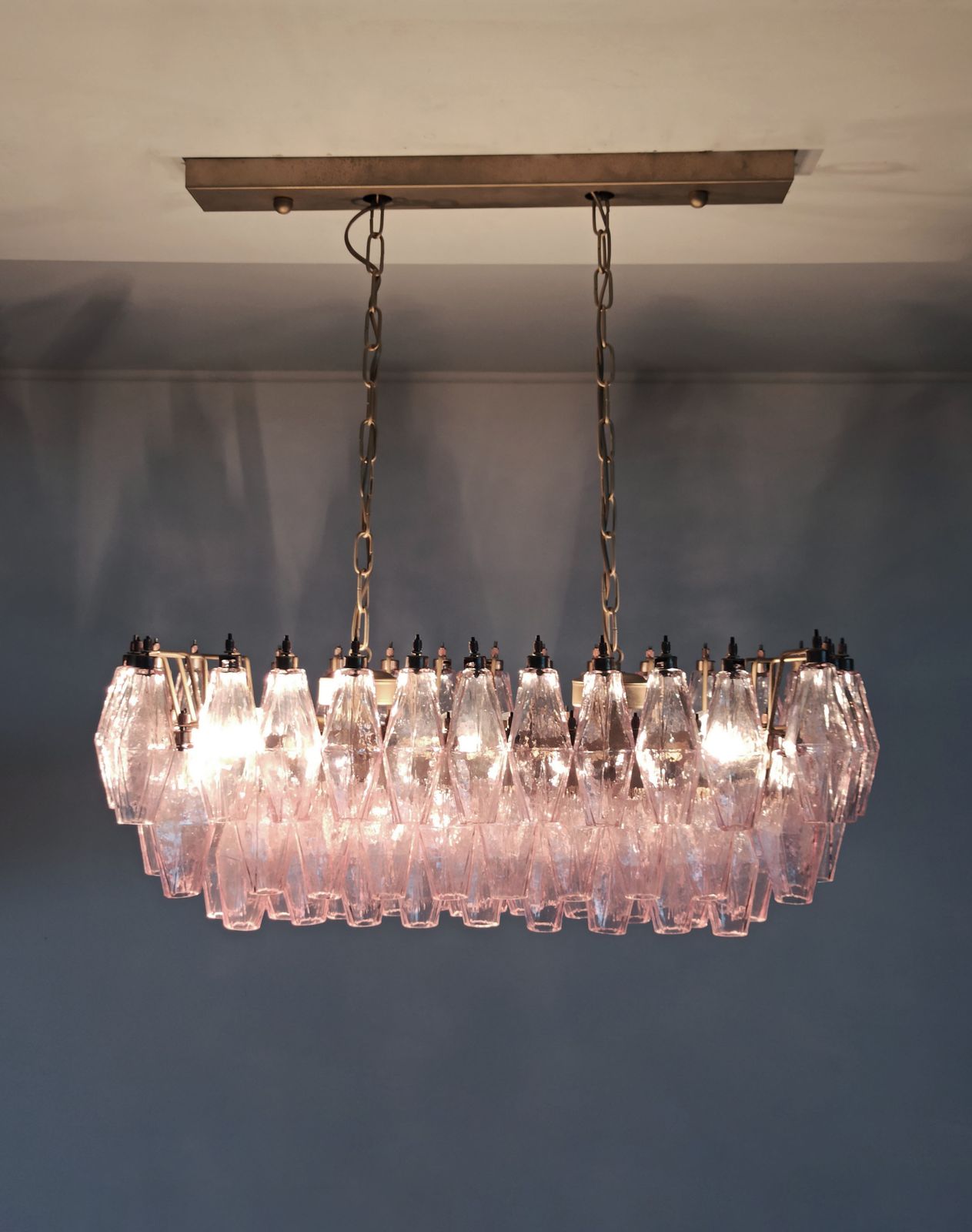 Elegant Murano Poliedri Chandelier   Carlo Scarpa   84 Pink Glasses photo 1560.0