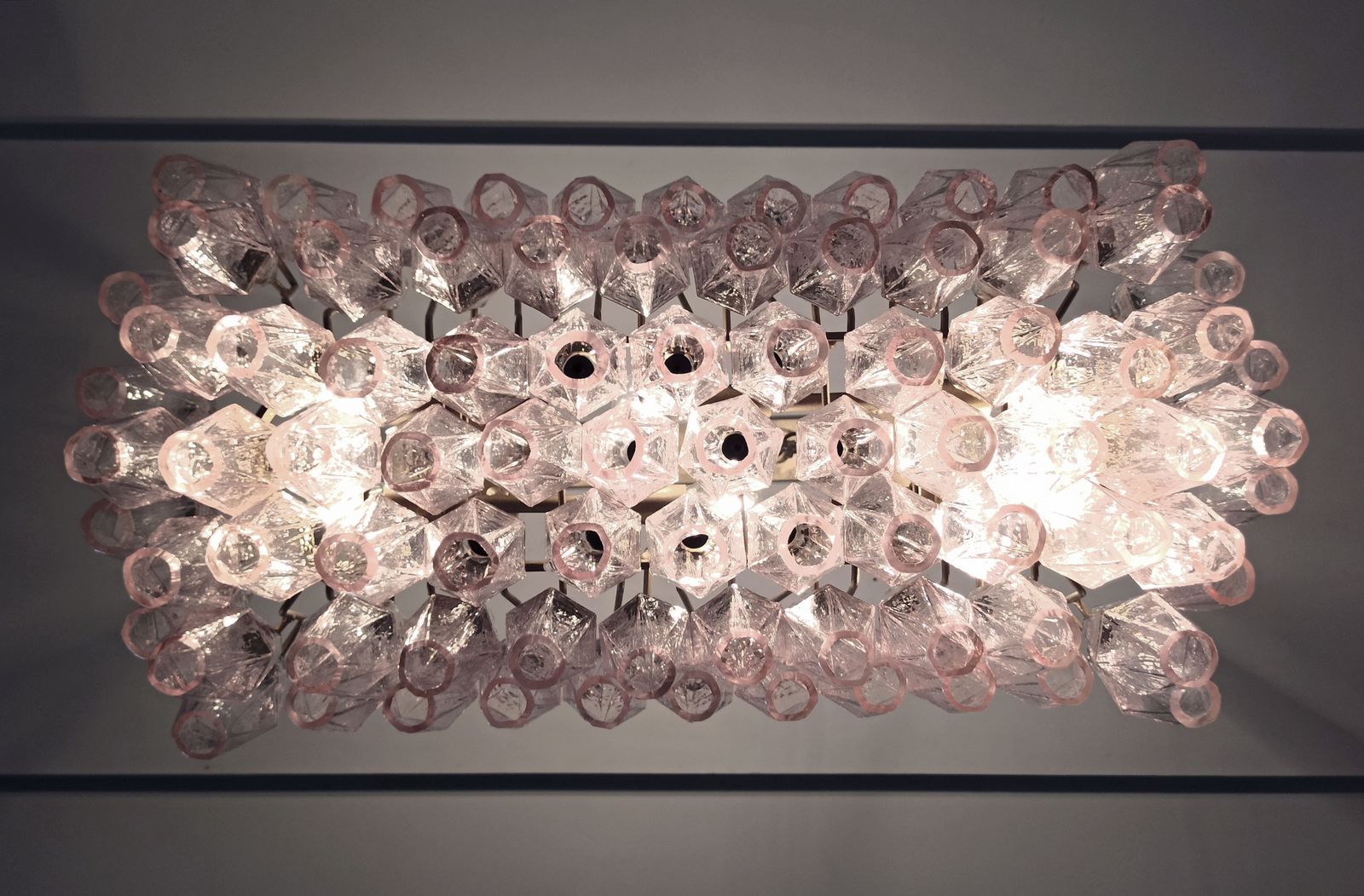 Elegant Murano Poliedri Chandelier   Carlo Scarpa   84 Pink Glasses photo vintage