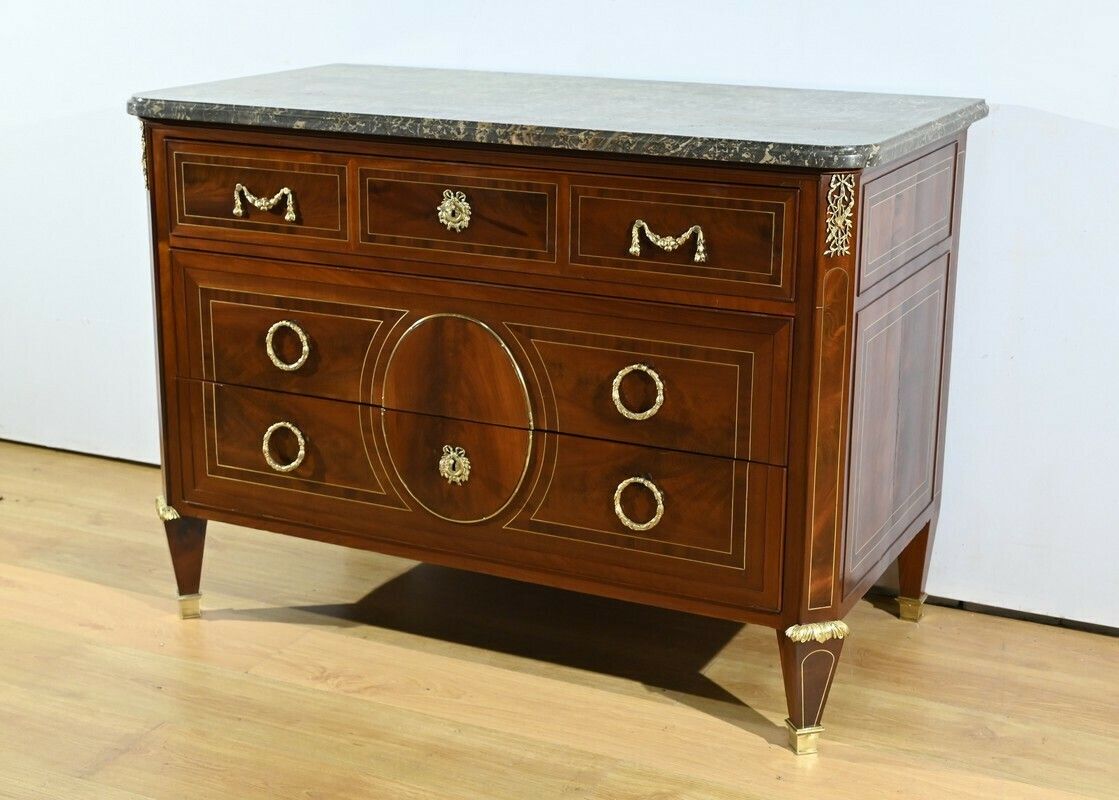 Rare Mahogany Commode, Louis XVI Period – 2nd Part 18th photo for sale