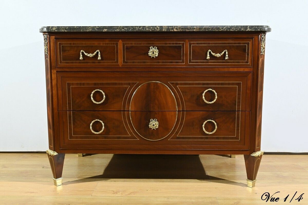 Rare Mahogany Commode, Louis XVI Period – 2nd Part 18th photo vintage