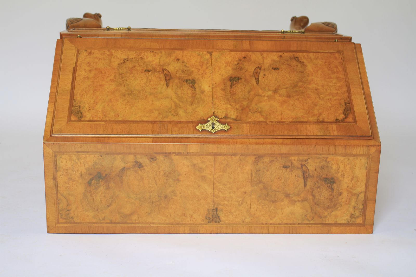 George 1st Revival Burr Walnut Bureau With Well photo buy