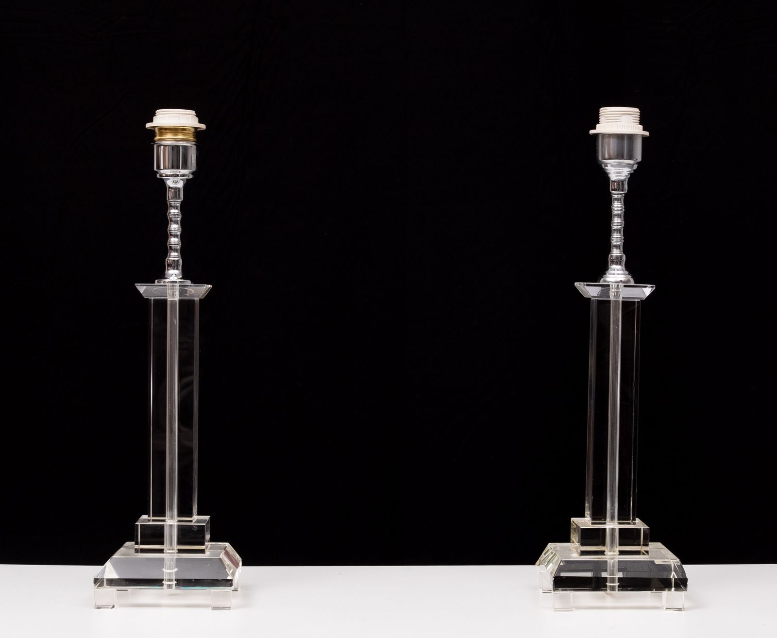 Crystal Glass Table Lamps France 1980s photo vinterior