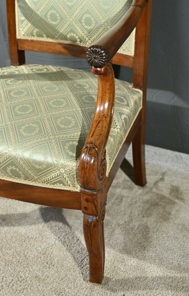 photo buy Pair Of Armchairs With Mahogany Crosses, Restoration Period – Early 19th Century