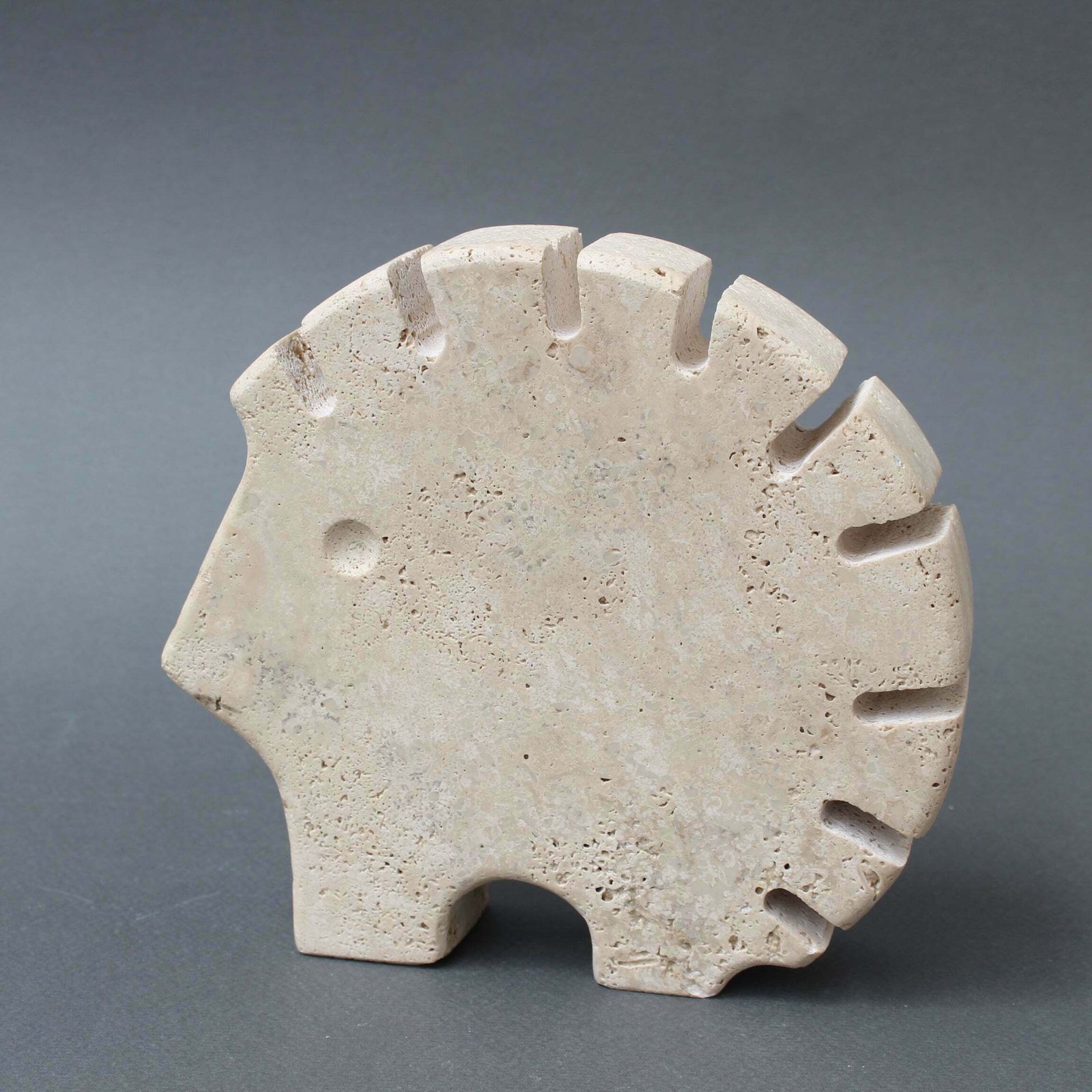 Vintage Italian Travertine Porcupine Table Sculpture By Mannelli Bros (Circa 1970s) photo Art