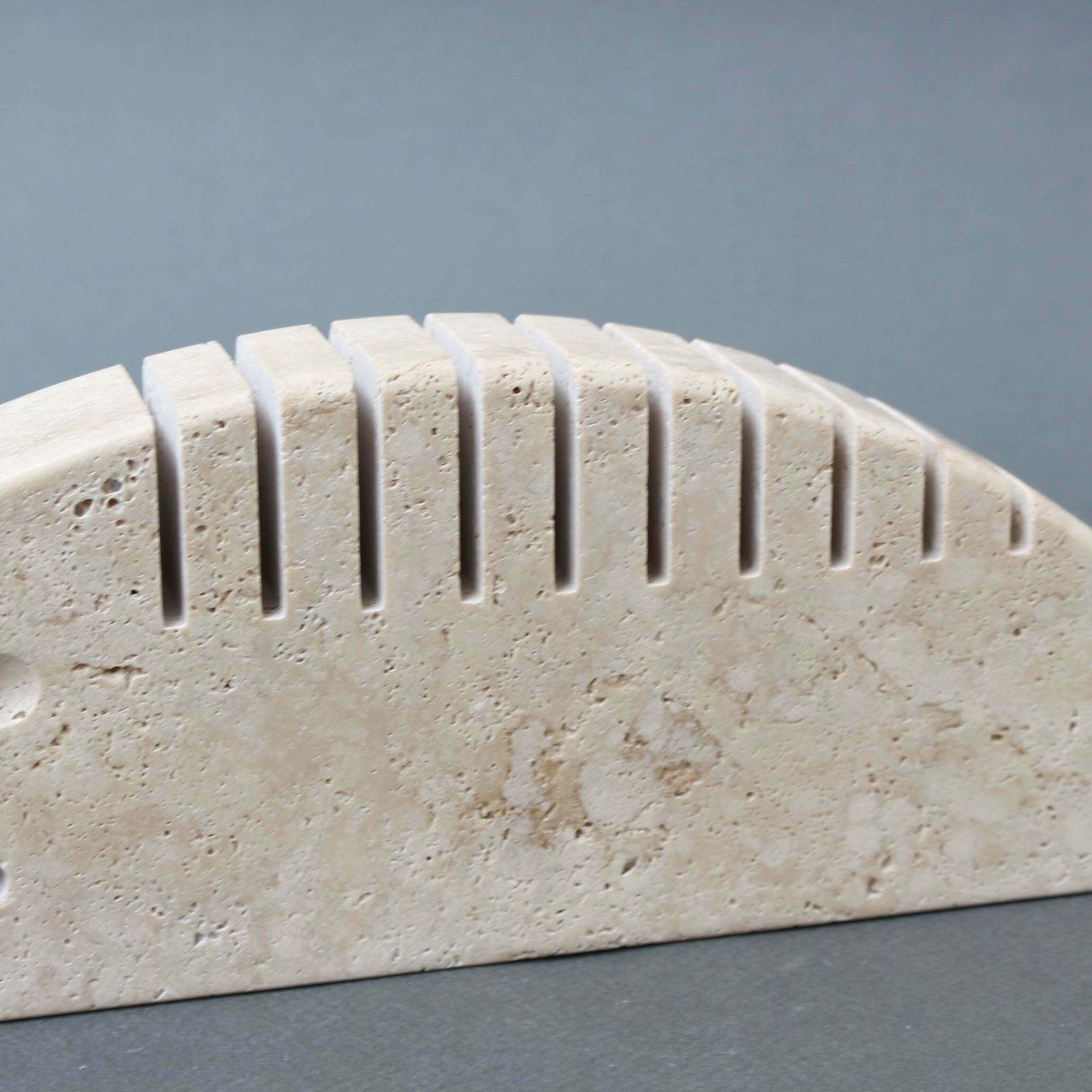 850.0 Vintage Italian Travertine Zoomorphic Card Holder Sculpture By Mannelli Bros (Circa 1970s) photo