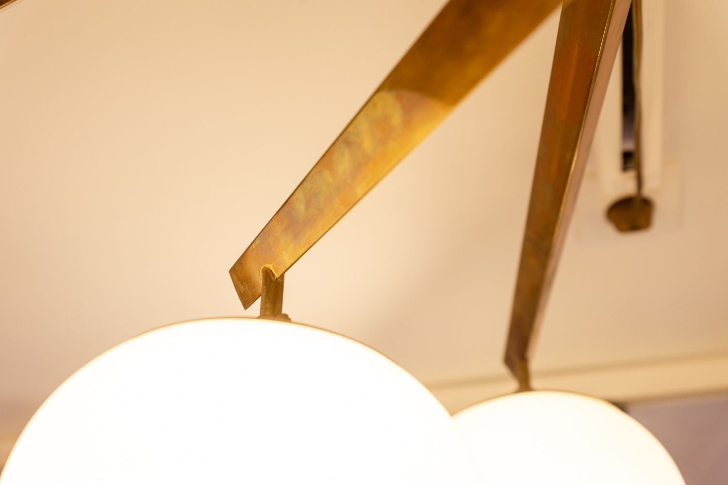 Angelo Lelli. Chandelier In Brass And Opaline. Contemporary. Ls54392108a photo Lighting