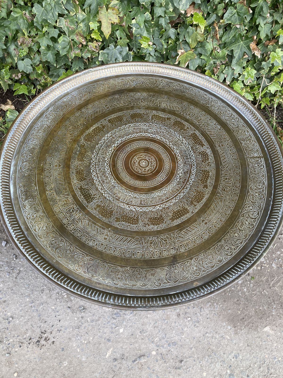 Middle Eastern Style, Moorish Design, Brass Tray Top Folding Table photo buy