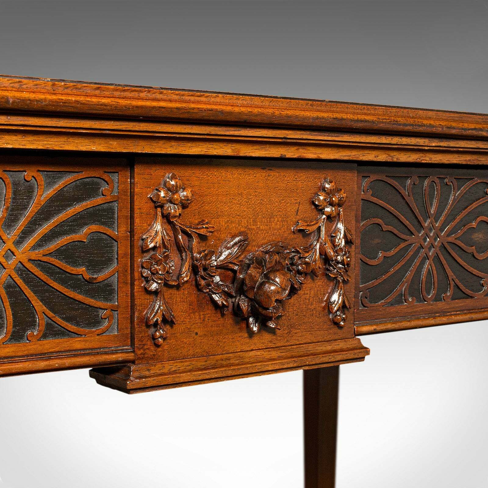 Antique Chippendale Revival Table, English, Console, Writing, Hall, Edwardian photo vintage