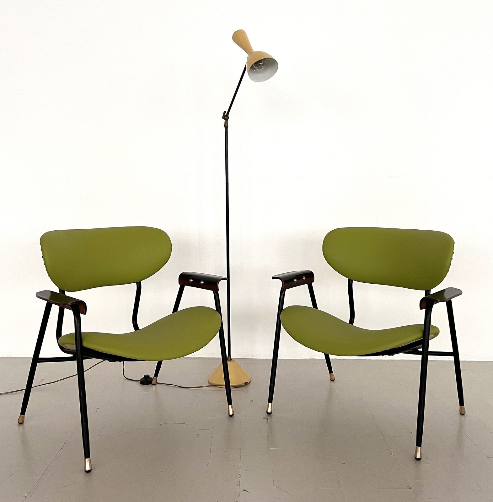 Pair Of Italian Reupholstered Lounge Chairs By Gastone Rinaldi, 1960s, Set Of Two photo for sale