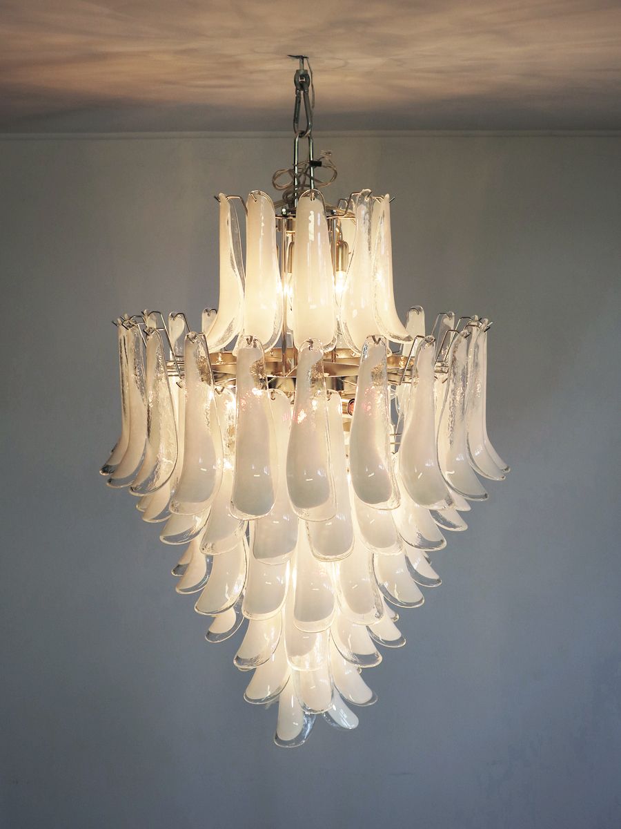 Chandelier Mazzega Murano, Italy   85 Glass Petals photo vintage
