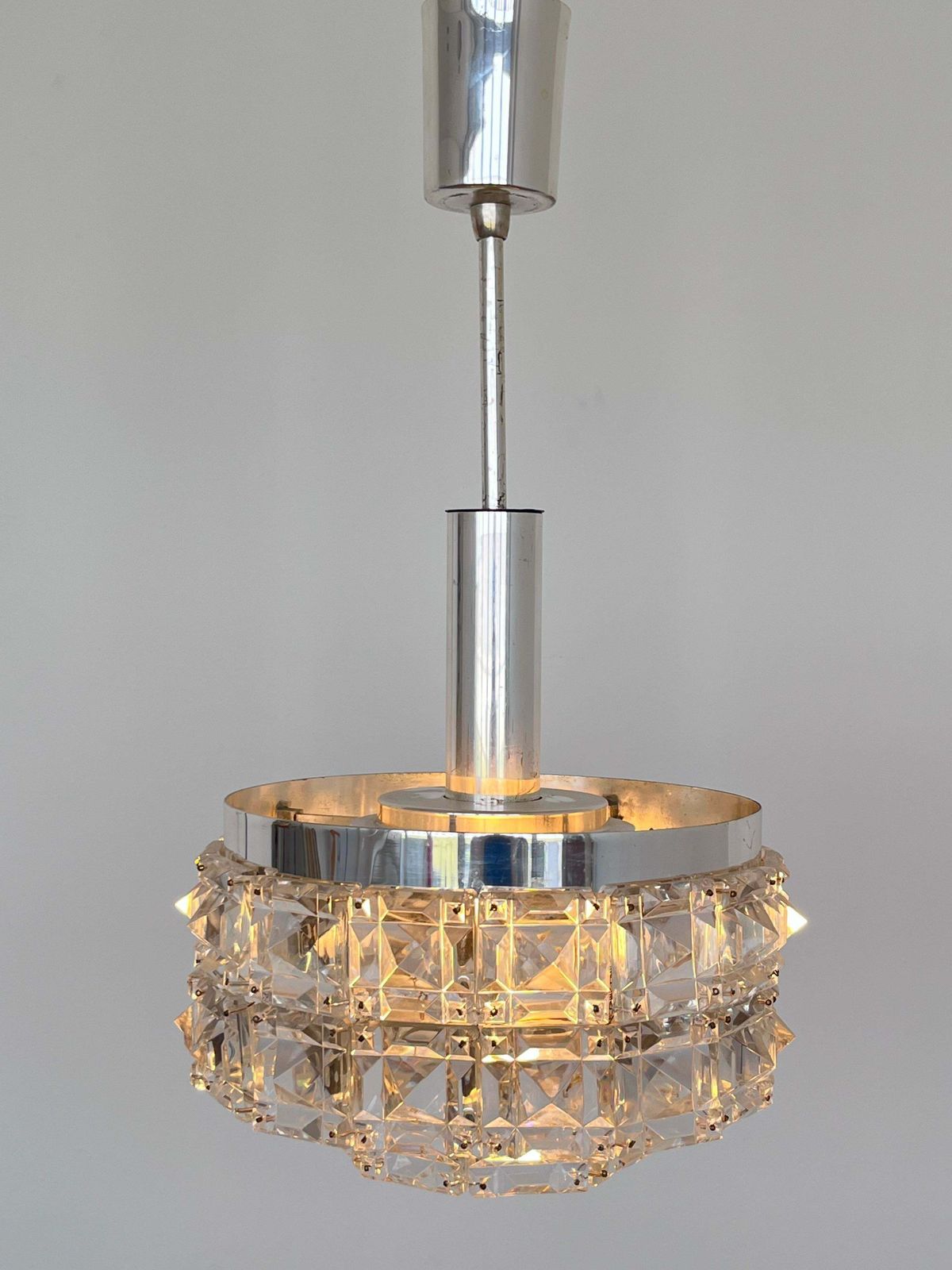 Midcentury Glass Chandelier By Kinkeldey, Germany, 1970s photo Lighting