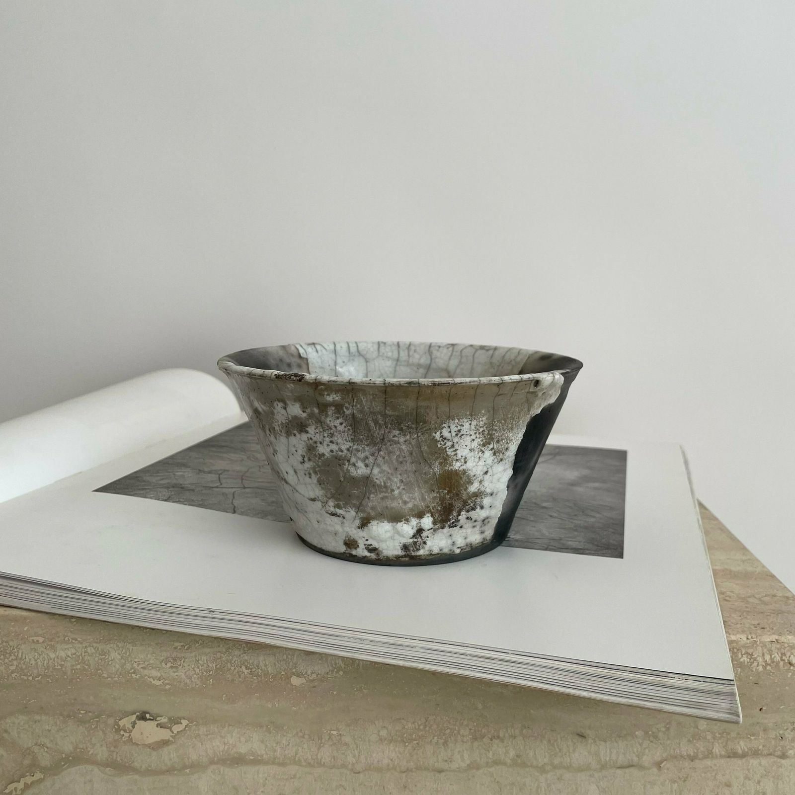 photo for sale Monochrome Textured Studio Pottery Bowl With Metallic Details