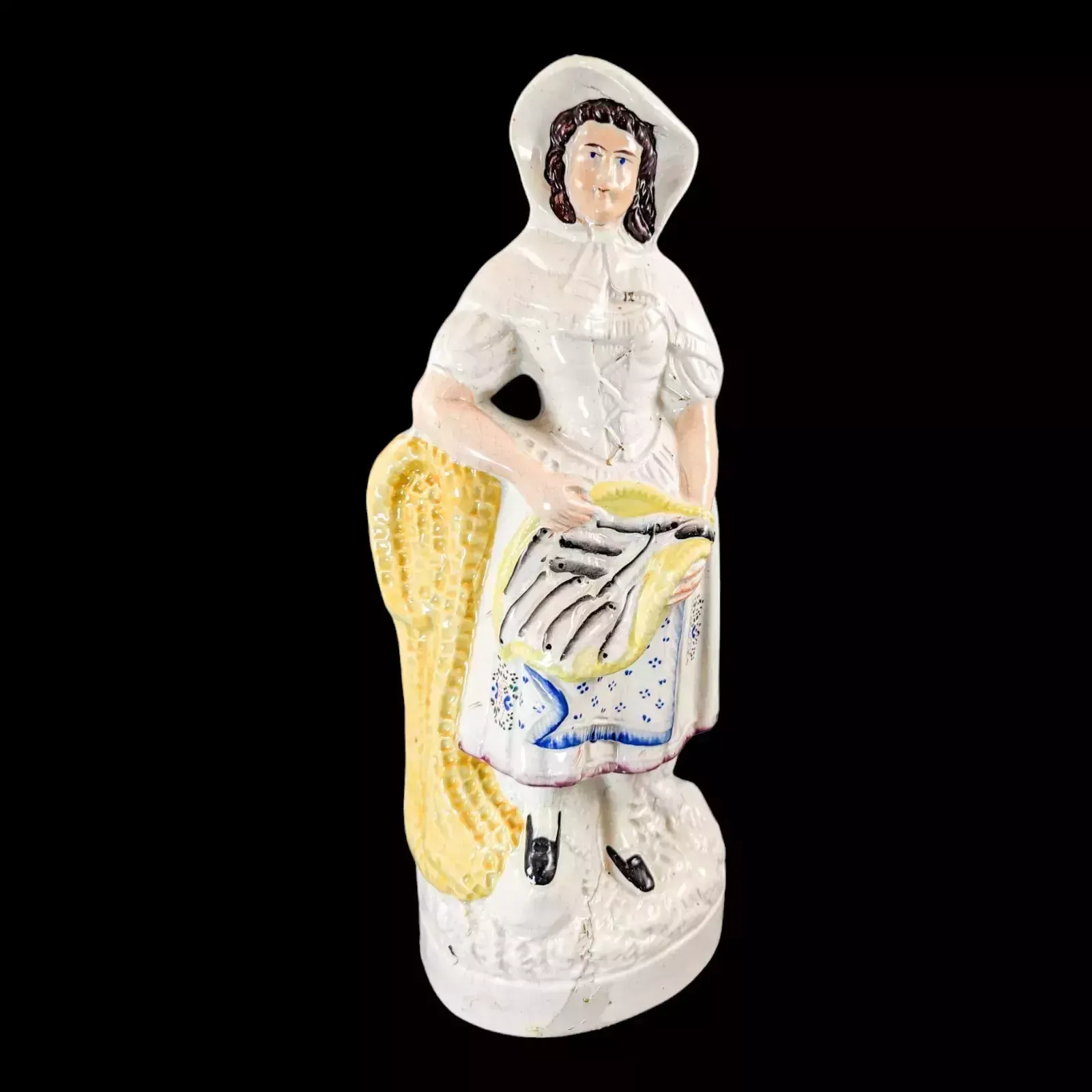 Antique Staffordshire Figurine Of Fishmonger, C.1860 photo vintage