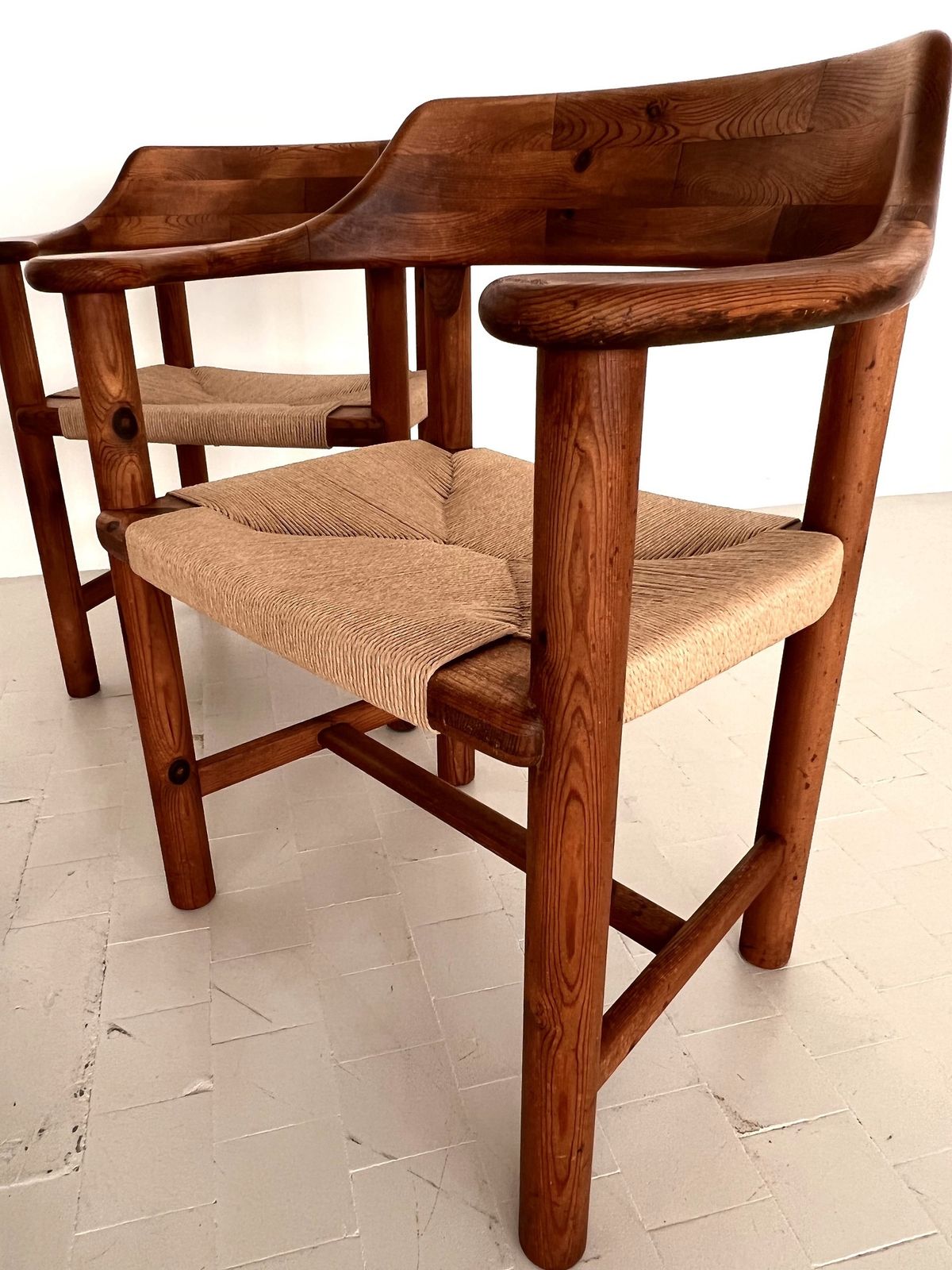 Rainer Daumiller Dining Chairs In Pine And New Paper Cord, 1970s photo buy