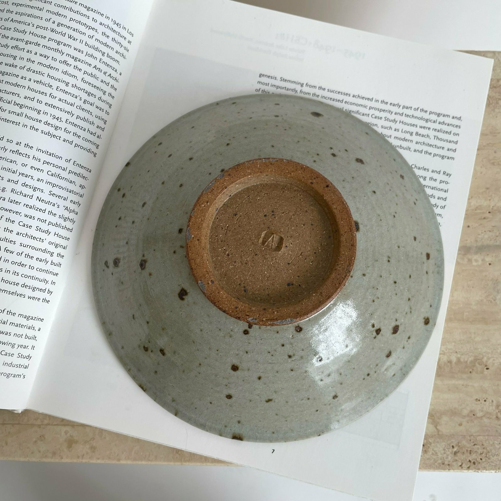 Mid Century Blue And White Design Stoneware Bowl By Brian Newman Of Aller Pottery photo 55.0