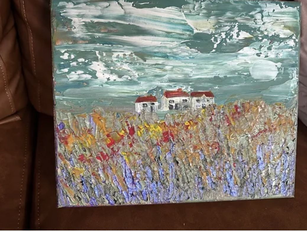 Original, Textured Acrylics, Artist Catherine Mackie, 2023, Crofting photo furniture