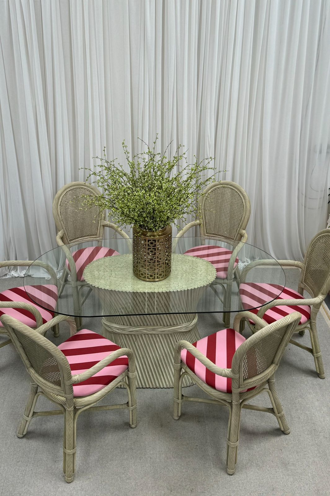 Late 20th Century Mcguire Sheaf Of Wheat And Rattan Dining Set photo 1200.0