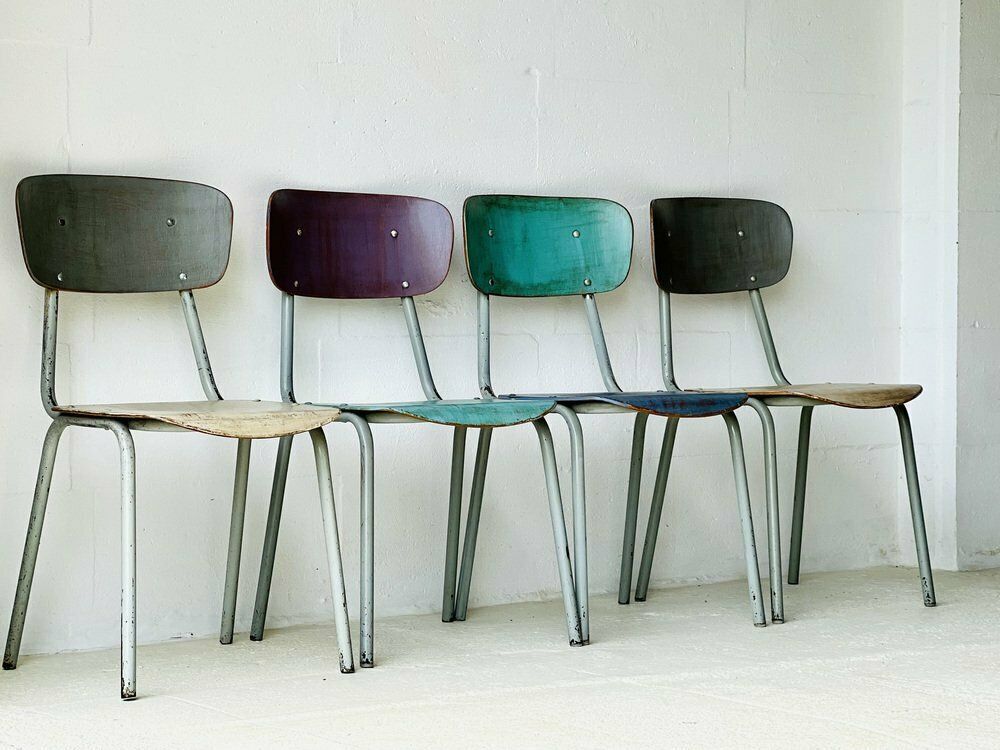 Vintage Schoolstoelen, Set Van 4 photo 501.0