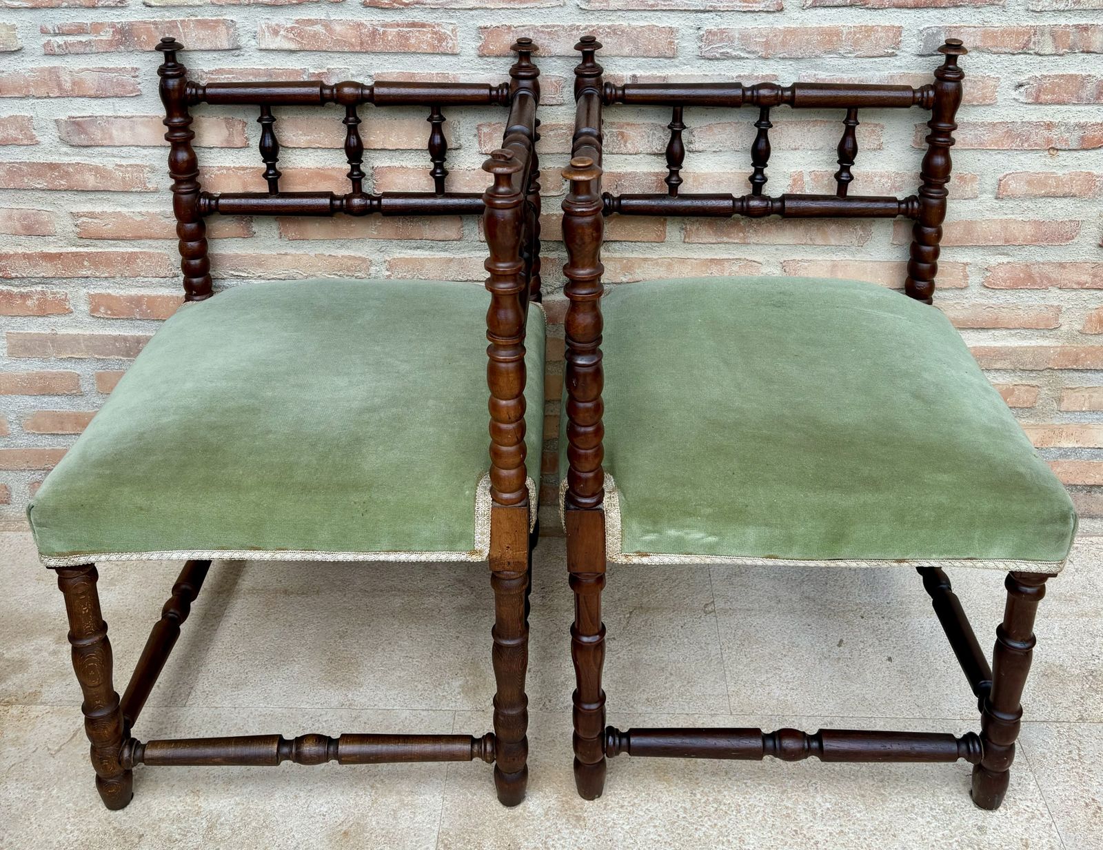 Mid Century French Corner Chairs, 1940s, Set Of 2 photo for sale