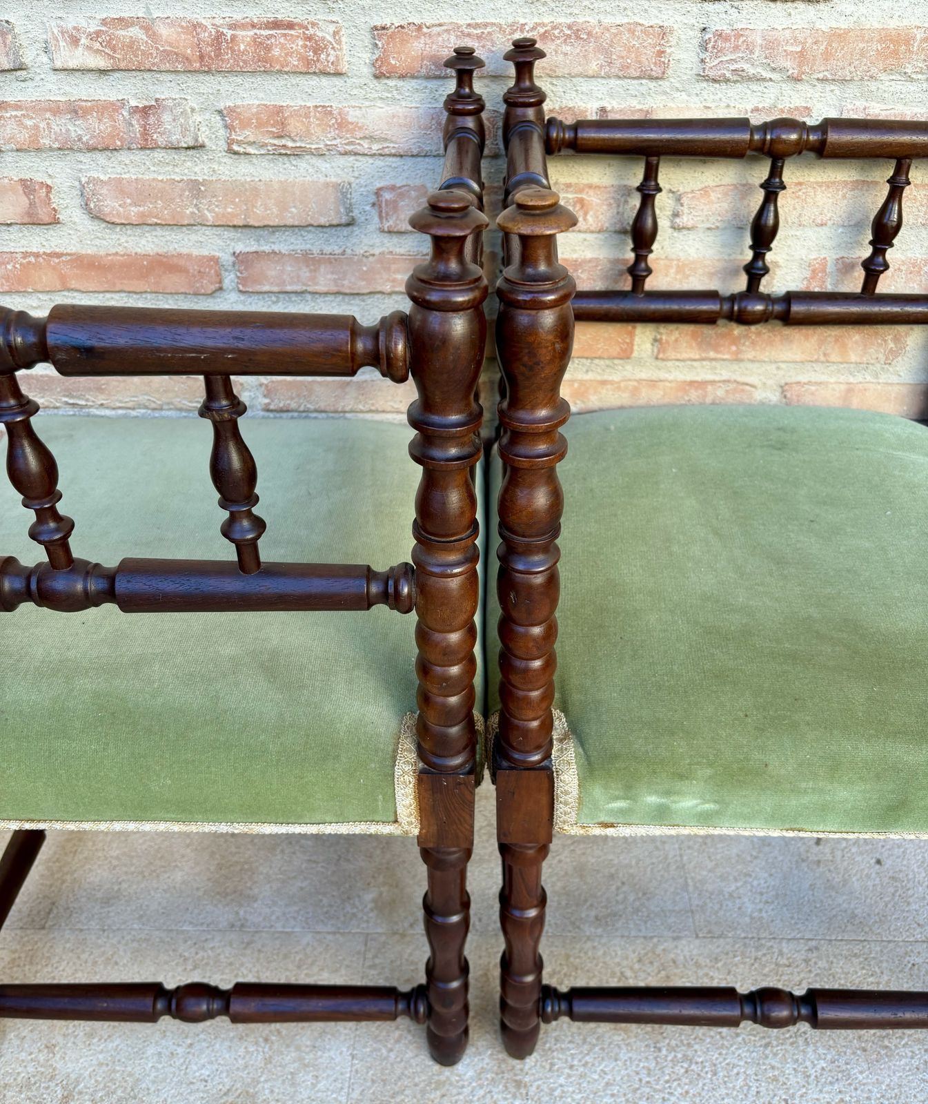 Mid Century French Corner Chairs, 1940s, Set Of 2 photo vintage
